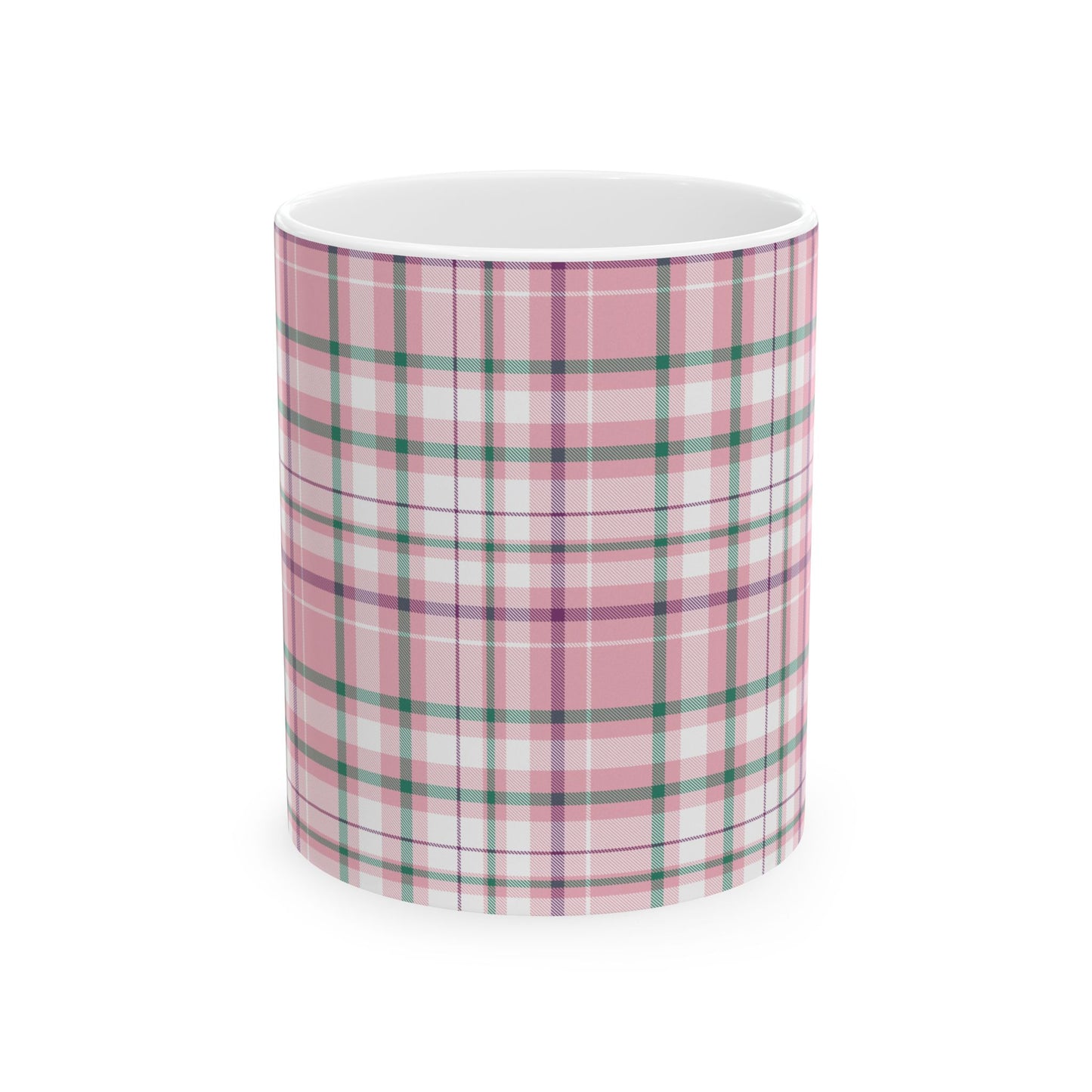 Cozy Multi Pink Plaid Mug | 11oz, 15oz Coffee Cup | Perfect for Autumn, Home Decor, Gift for Friends and Family, Warm Beverage Enjoyment - Celtic Scents