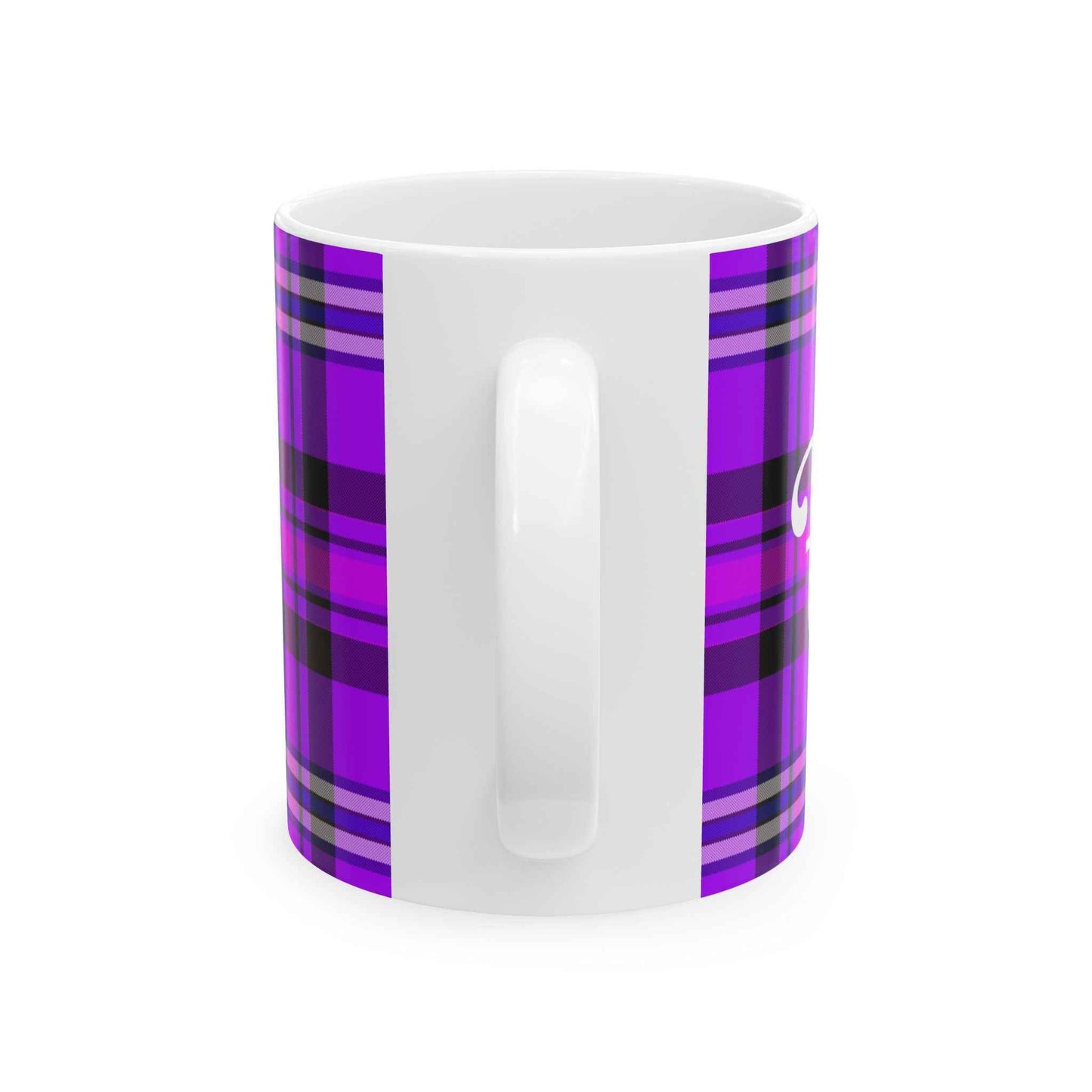 Personalized Vibrant Plaid Ceramic Mug, Cozy Drinkware for Coffee Lovers, Perfect Gift