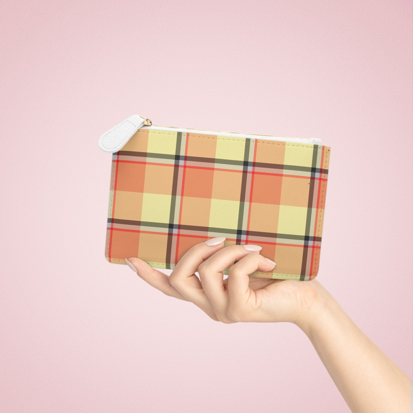 Personalized Plaid Mini Clutch Bag, Stylish Wristlet, Custom Makeup Pouch, Fashion Accessory, Gift for Her, Everyday Use - Celtic Scents
