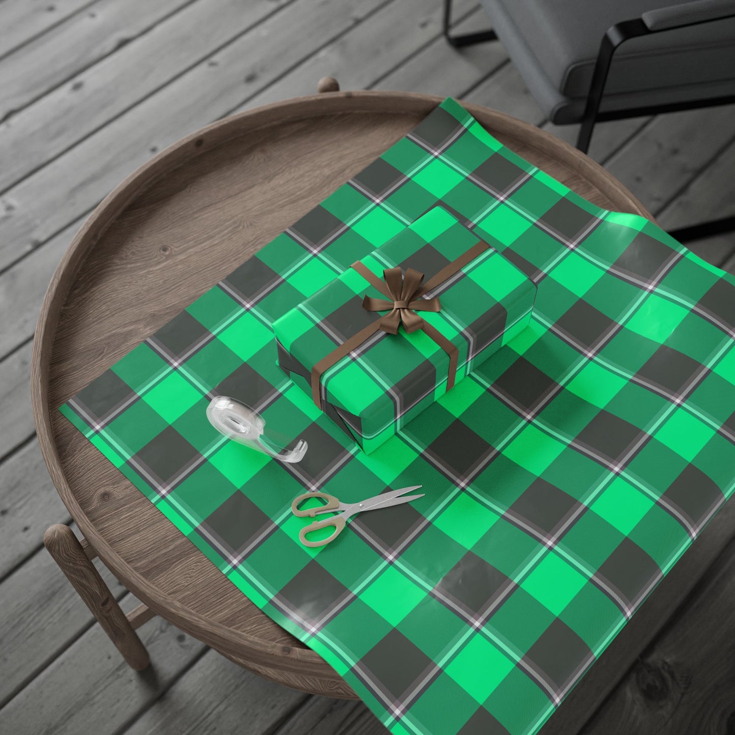Eco-Friendly Wrapping Papers for All Occasions, Gift Wrap, Birthday, Holiday, Celebration, Green Plaid Design - Celtic Scents