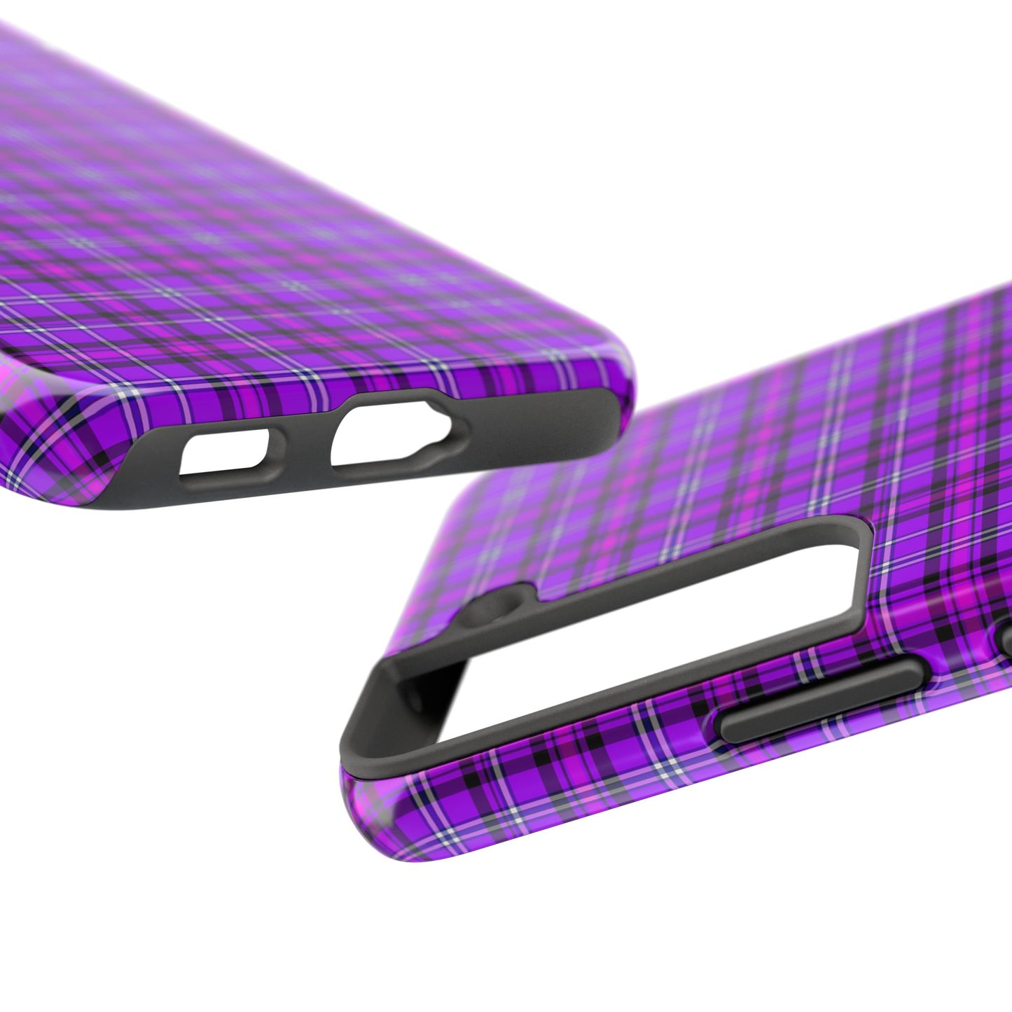 Purple Plaid Stylish Tough Phone Cases, Durable Phone Cover, Protective Case, Trendy Design, Gifts for Her
