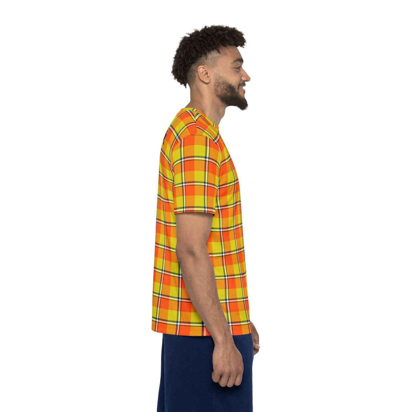 Personalized Men's Sports Jersey, Bright Plaid Tee, Custom Team Shirt, Casual Summer Wear