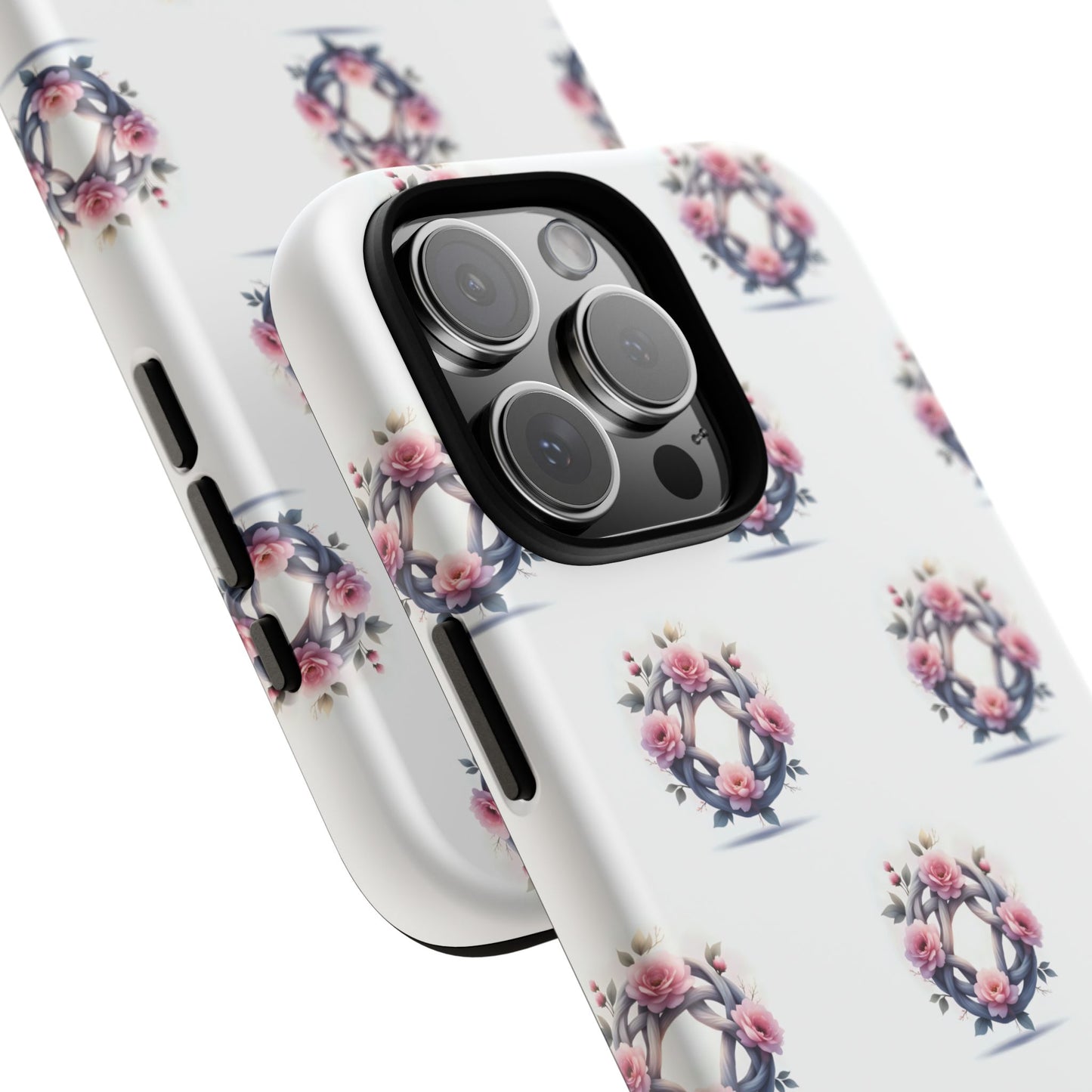 Floral Phone Case, Tough Cases for Women, Cute Celtic Knot Floral Design iPhone Cover, Gift for Her, Stylish Tech Accessories