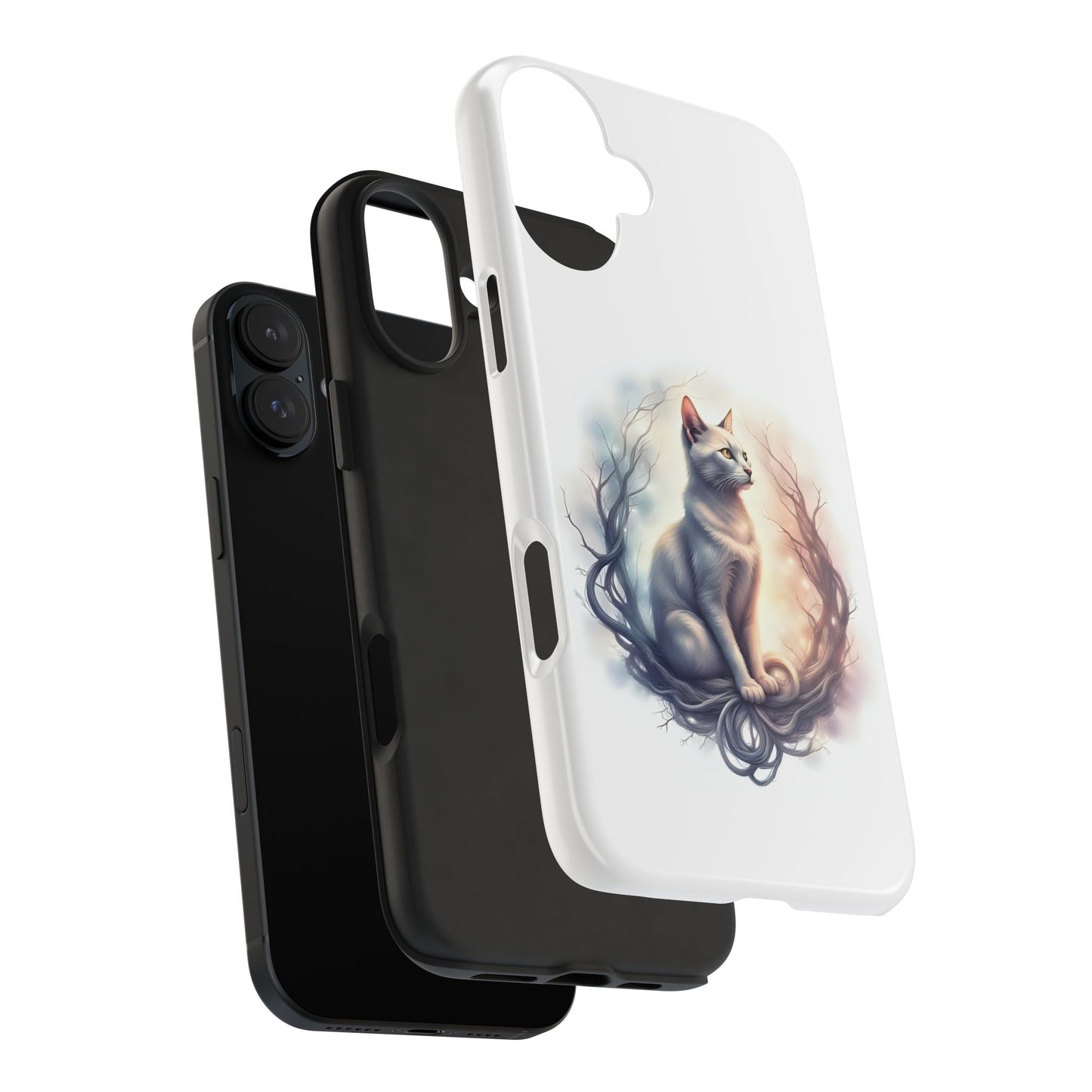 Artistic Cat Phone Case, Tough Phone Cases, Pet Lover Gift, Cat Lover Accessory, Unique Phone Cover, Protector Case