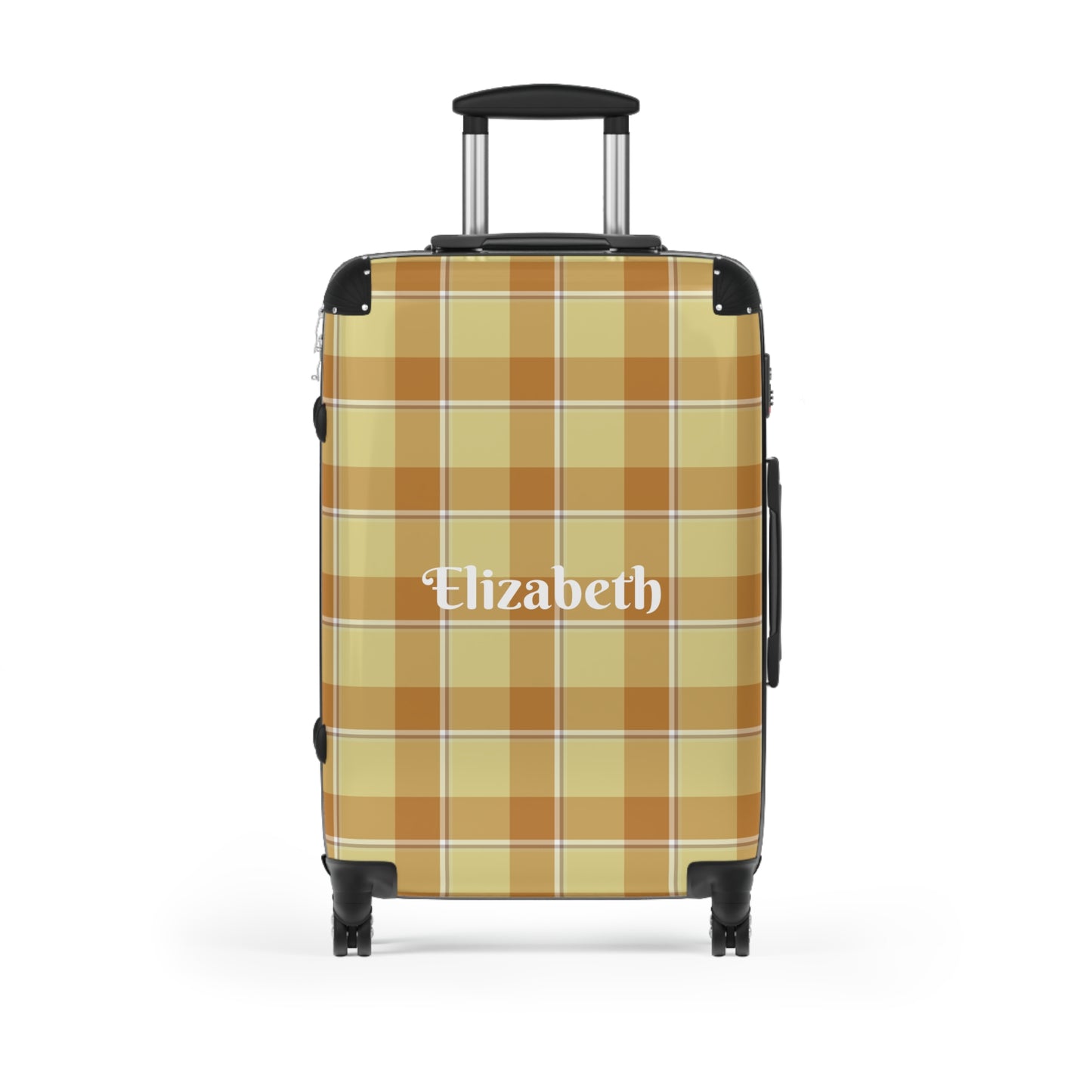 Personalized Suitcase, Travel Essentials, Custom Luggage, Beige Plaid Design, Gift for Travelers, Vacation Accessory - Celtic Scents