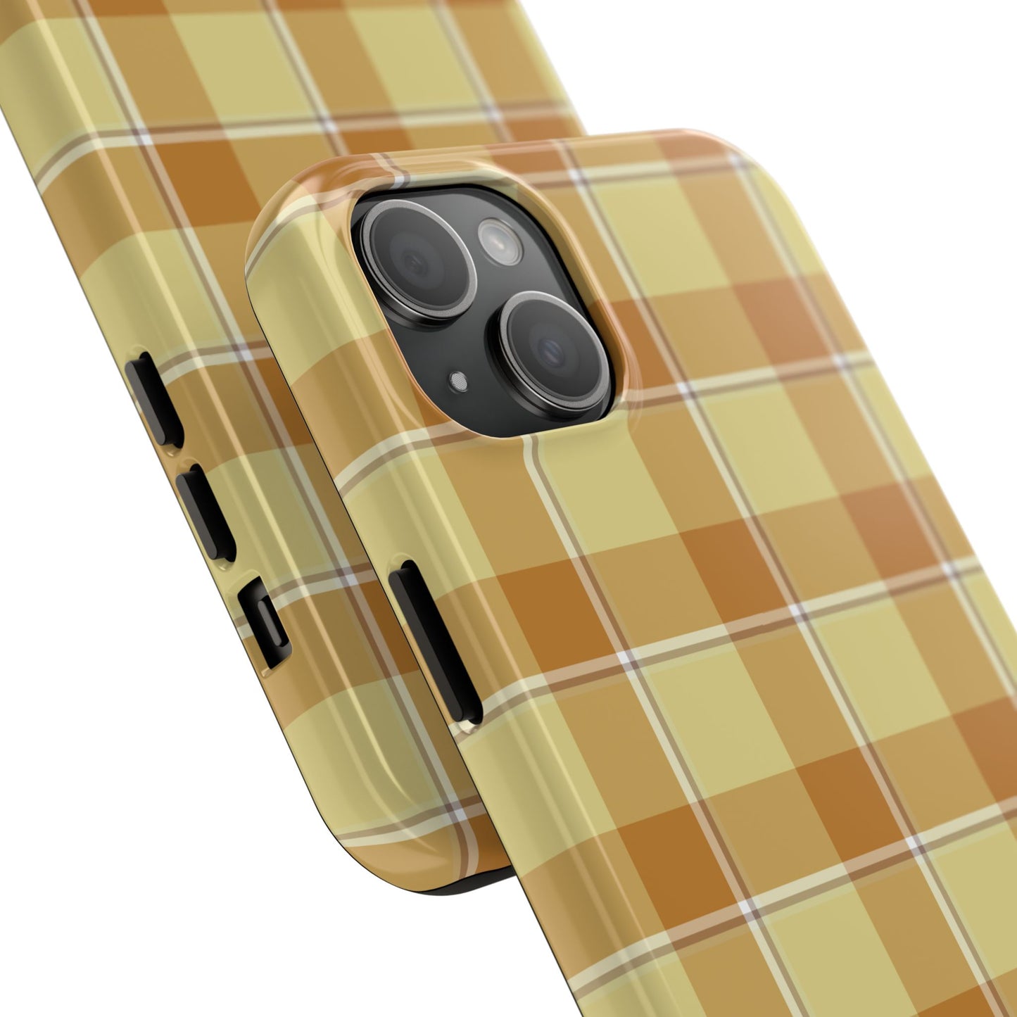 Stylish Autumn Plaid Tough Phone Cases, Trendy Phone Accessories, Durable Phone Protection, Yellow and Brown Plaid, Perfect Gift - Celtic Scents