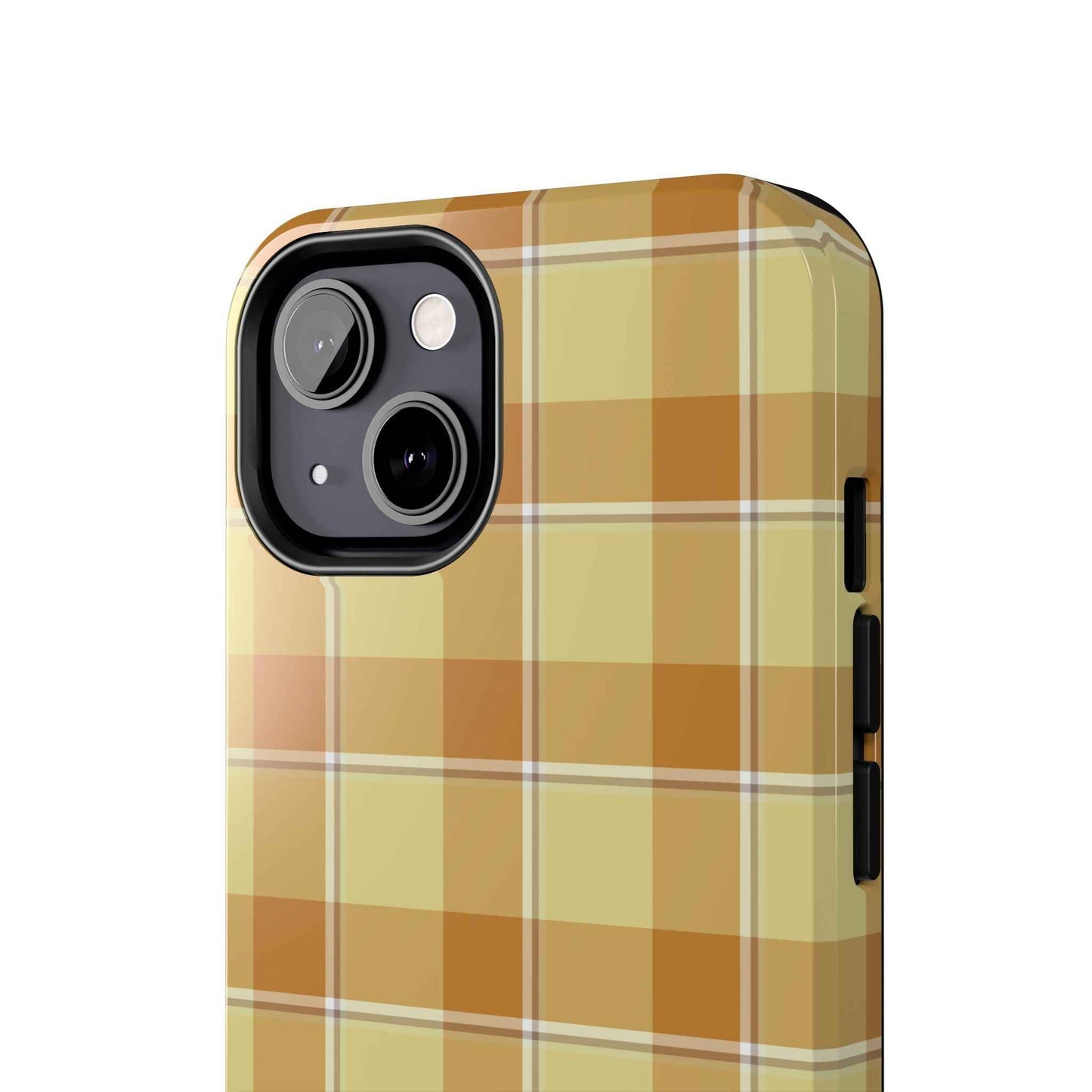 Stylish Autumn Plaid Tough Phone Cases, Trendy Phone Accessories, Durable Phone Protection, Yellow and Brown Plaid, Perfect Gift
