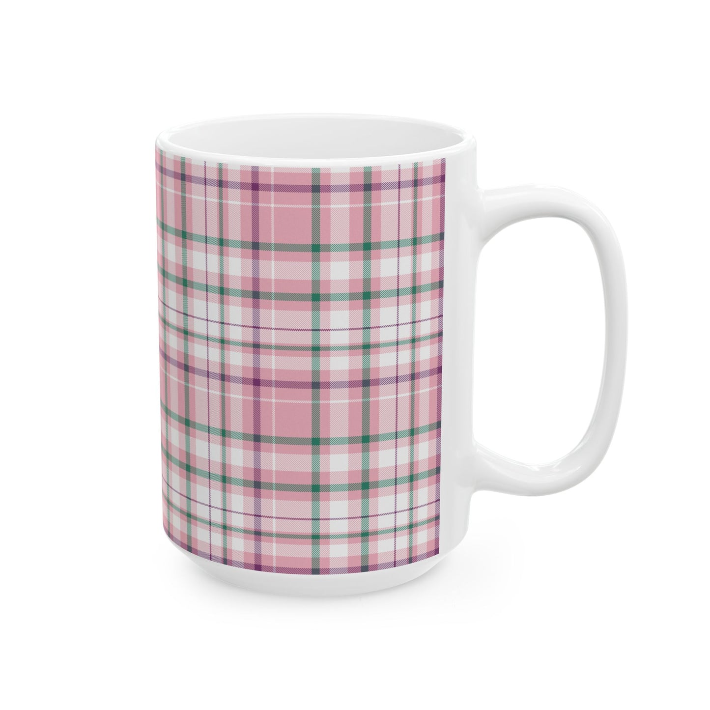 Cozy Multi Pink Plaid Mug | 11oz, 15oz Coffee Cup | Perfect for Autumn, Home Decor, Gift for Friends and Family, Warm Beverage Enjoyment - Celtic Scents