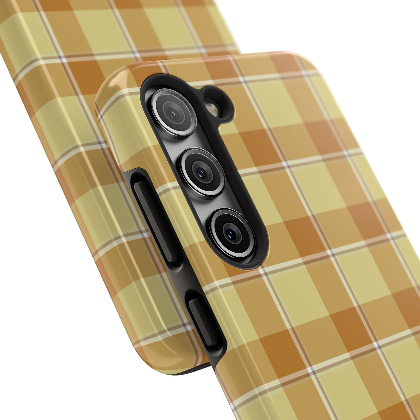 Stylish Autumn Plaid Tough Phone Cases, Trendy Phone Accessories, Durable Phone Protection, Yellow and Brown Plaid, Perfect Gift