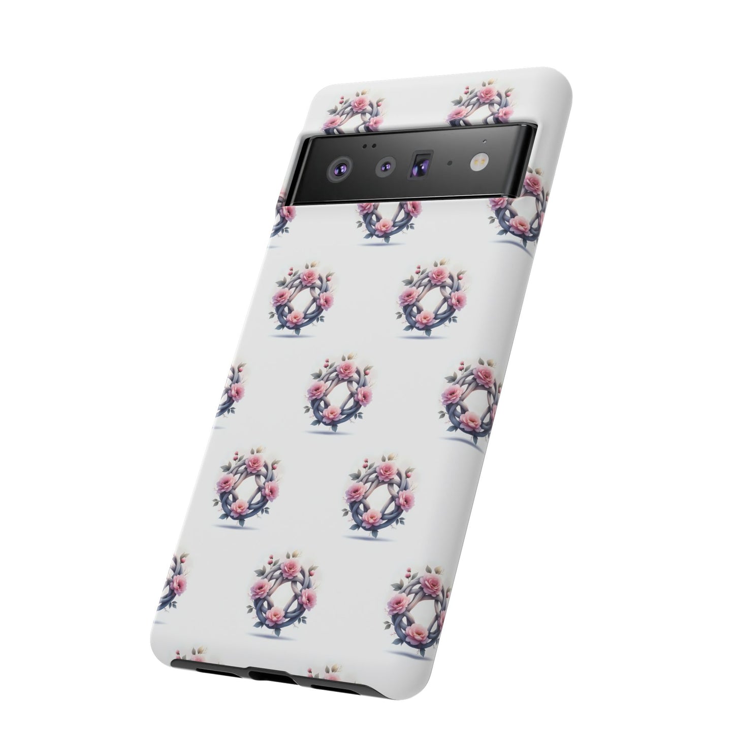 Floral Phone Case, Tough Cases for Women, Cute Celtic Knot Floral Design iPhone Cover, Gift for Her, Stylish Tech Accessories