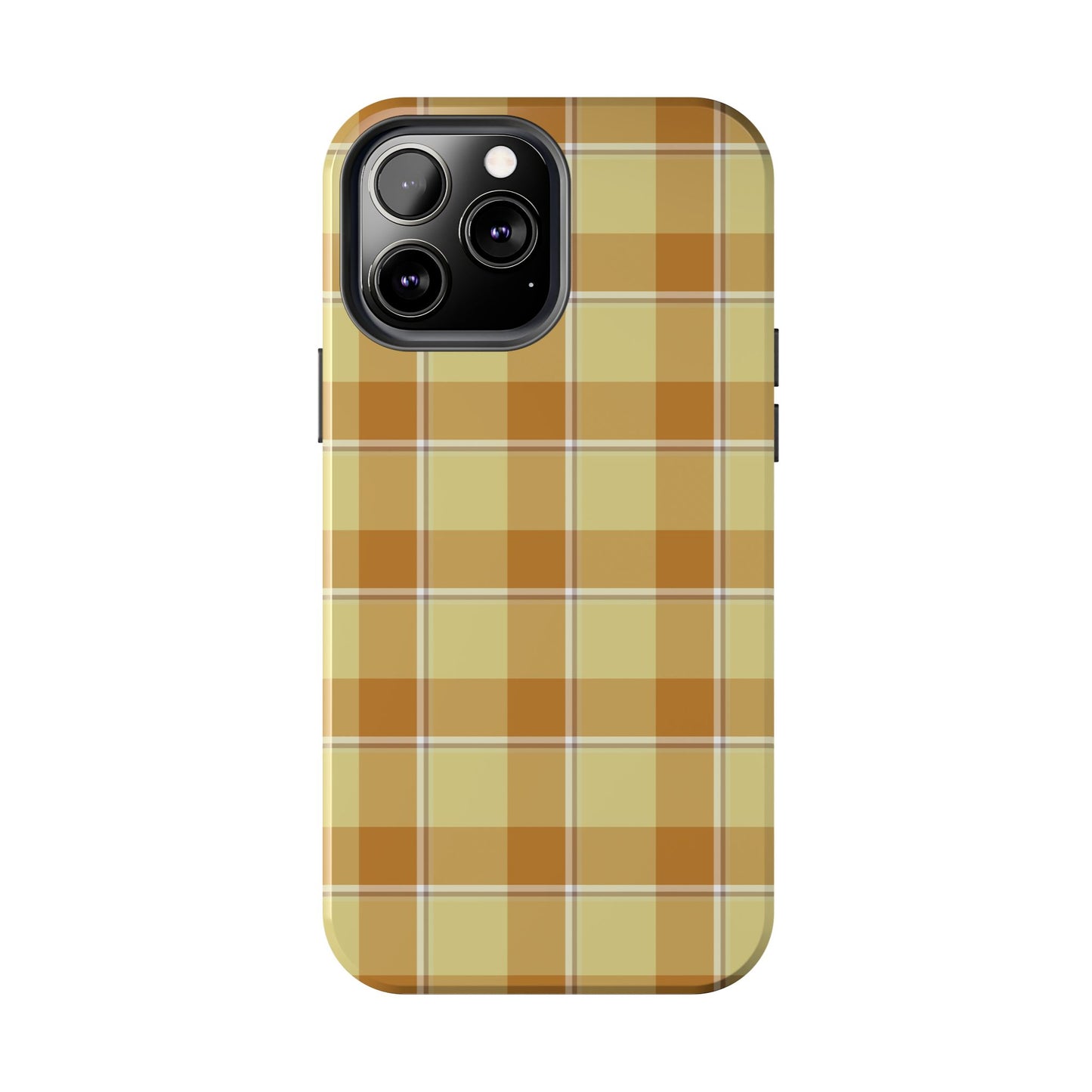 Stylish Autumn Plaid Tough Phone Cases, Trendy Phone Accessories, Durable Phone Protection, Yellow and Brown Plaid, Perfect Gift - Celtic Scents