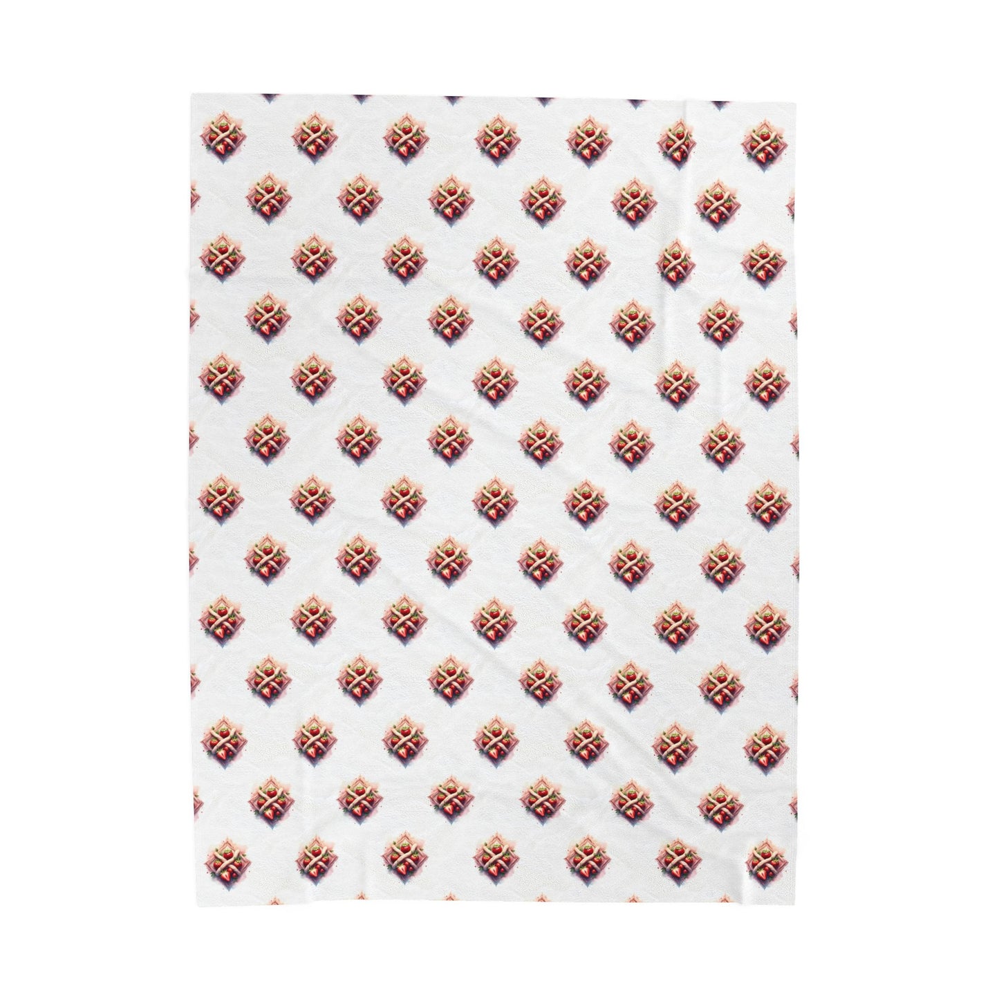 Cozy Velveteen Plush Blanket for Warmth, Home Decor, Gifting, Living Room Accessory, Snuggling, Strawberry Design - Celtic Scents