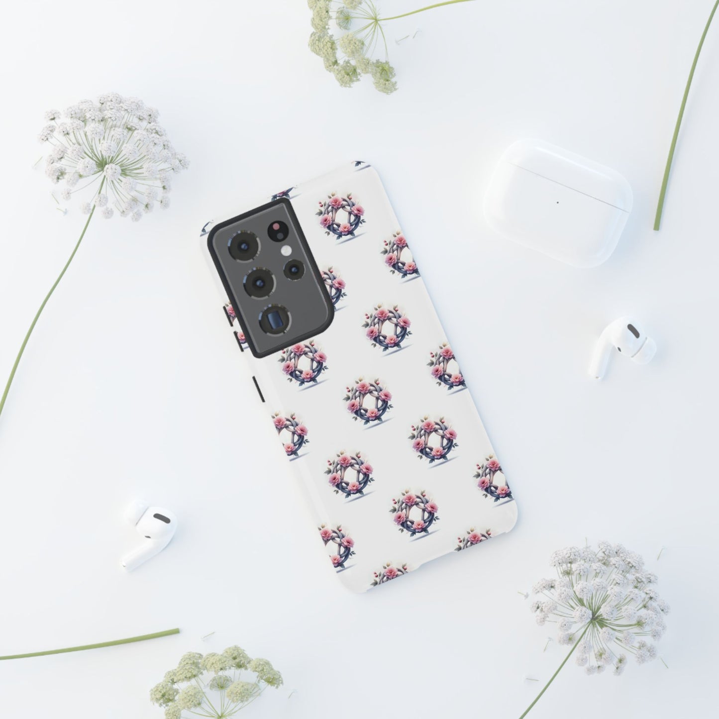 Floral Phone Case, Tough Cases for Women, Cute Celtic Knot Floral Design iPhone Cover, Gift for Her, Stylish Tech Accessories