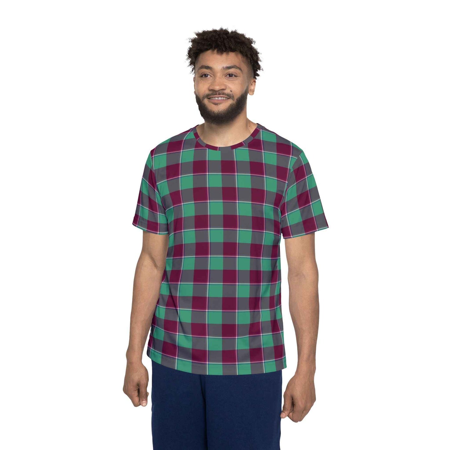 Plaid Sports Jersey for Men, Personalized Athletic Tee, Casual Sportswear