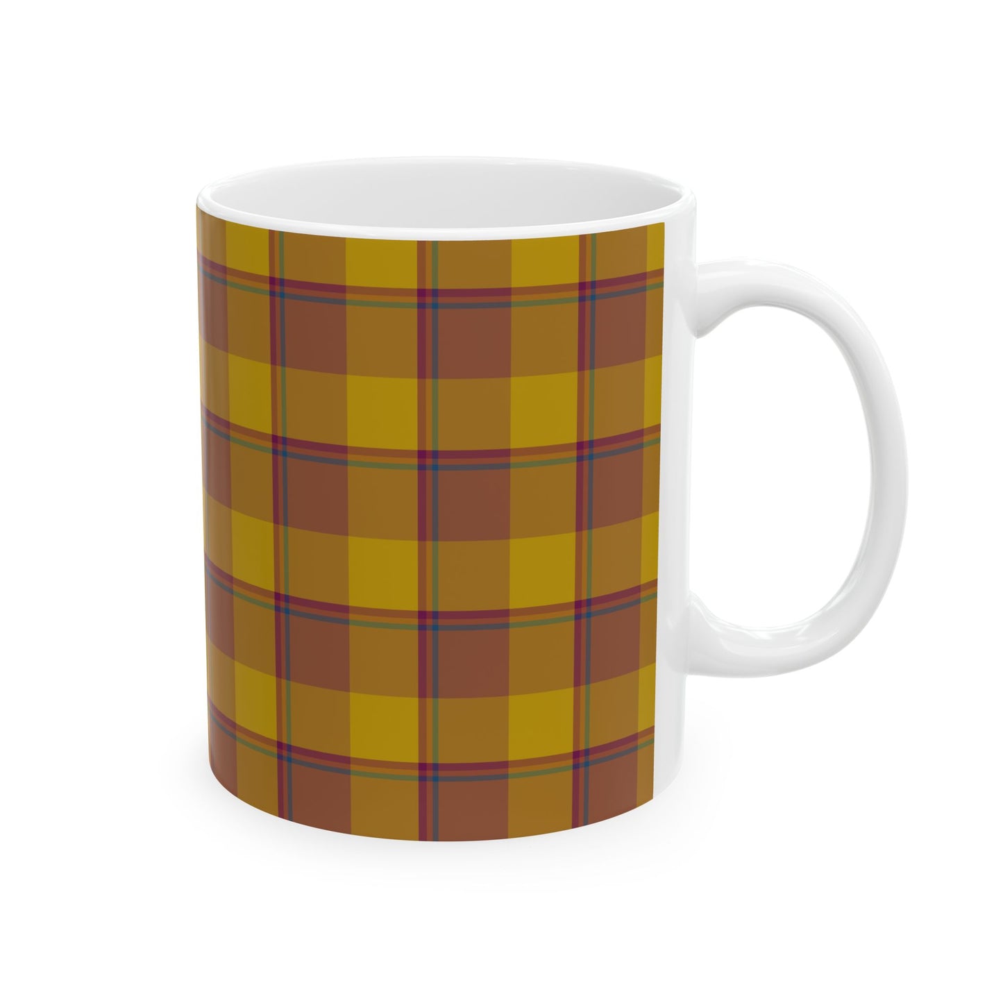 Autumn Plaid Ceramic Mug, 11 oz and 15 oz Sizes, Perfect for Coffee Lovers, Gift Ideas, Holidays, Birthdays - Celtic Scents