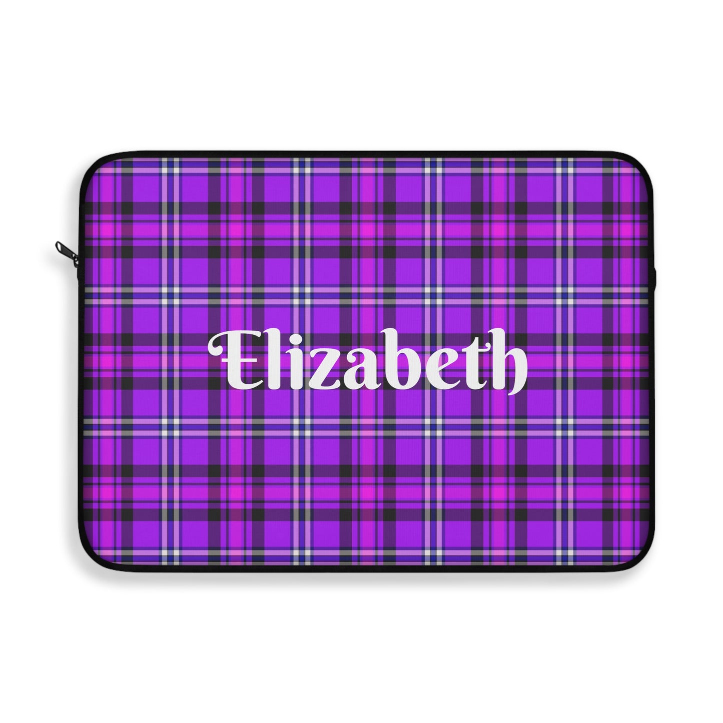 Personalized Purple Plaid Laptop Sleeve, Custom Tech Case, Stylish Laptop Cover - Celtic Scents