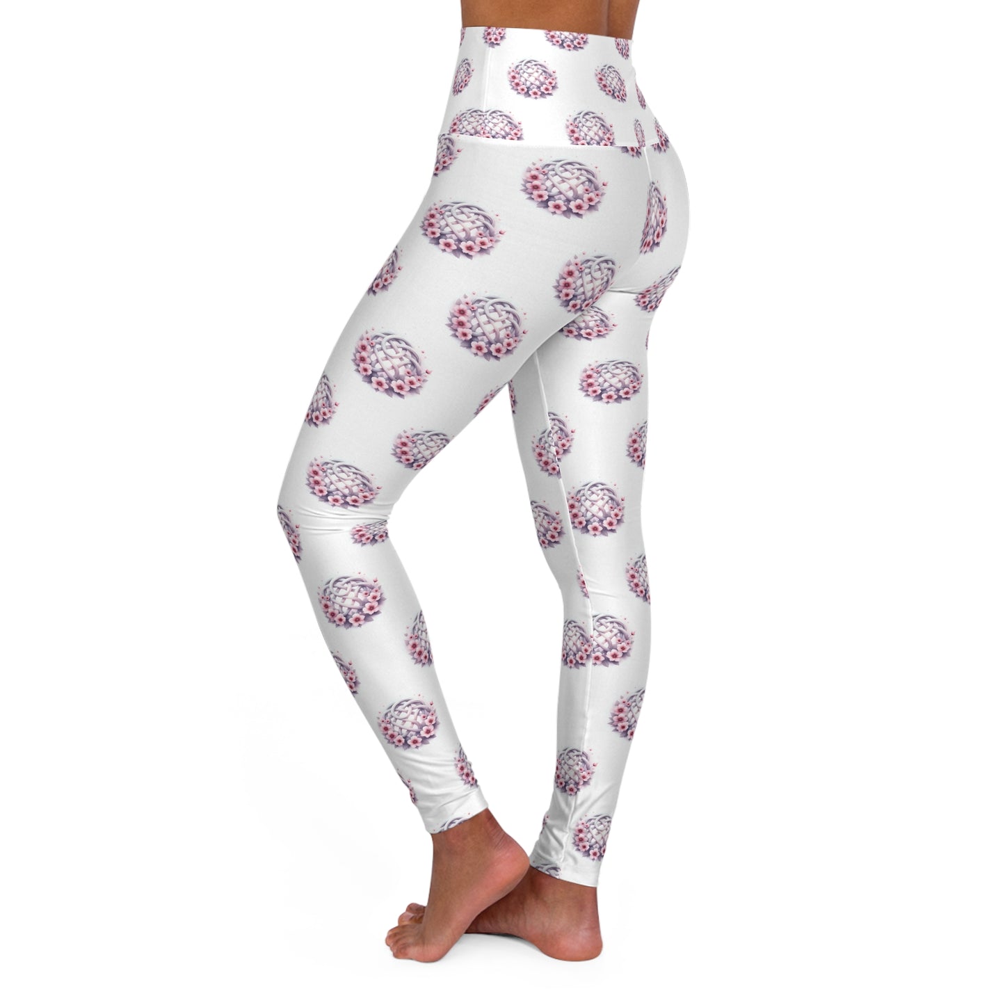 Delightful High Waisted Yoga Leggings - Fun Polka Dot Design, Fitness Apparel, Activewear, Workout Tights, Gift for Yoga Lovers, Celtic Knot Floral Design - Celtic Scents