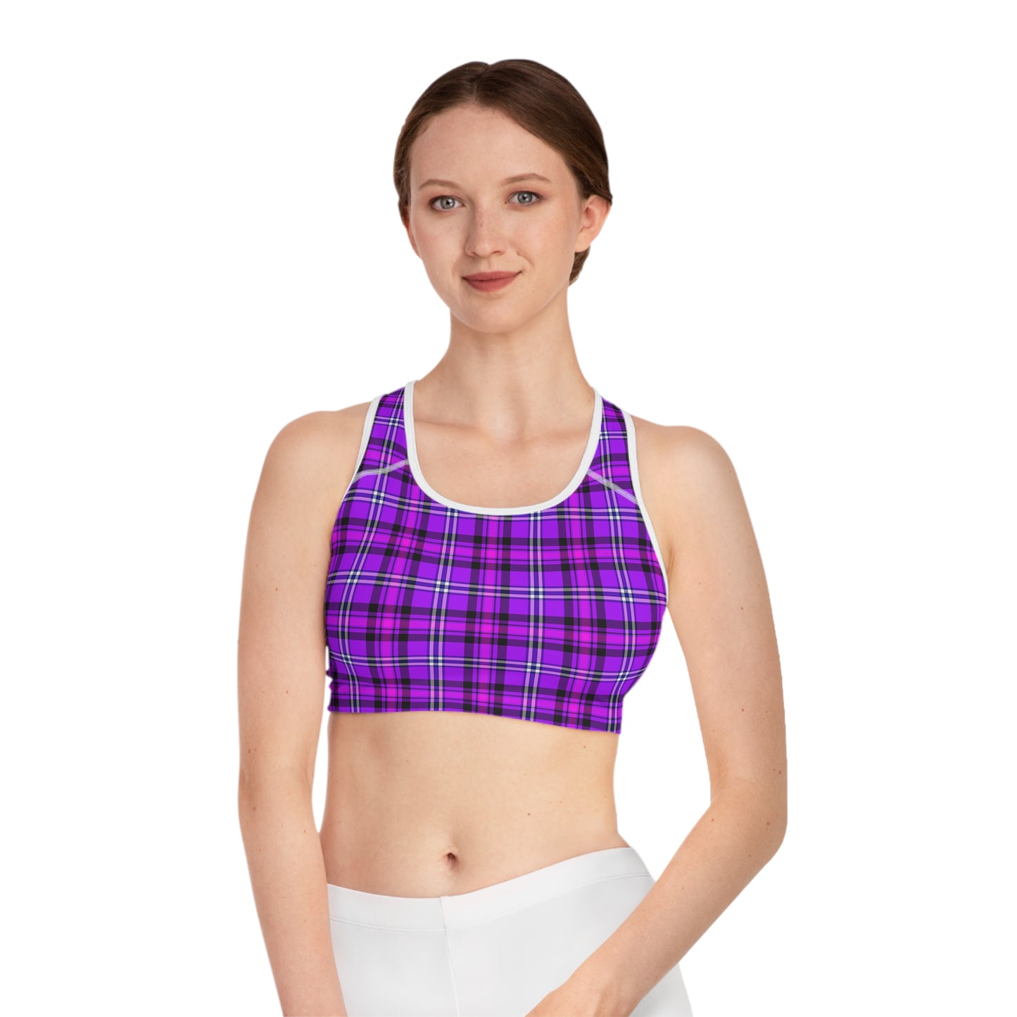 Vibrant Plaid Sports Bra for Active Lifestyles, Comfortable Workout Gear, Perfect for Yoga, Gym, Running, Fitness Fashion - Celtic Scents