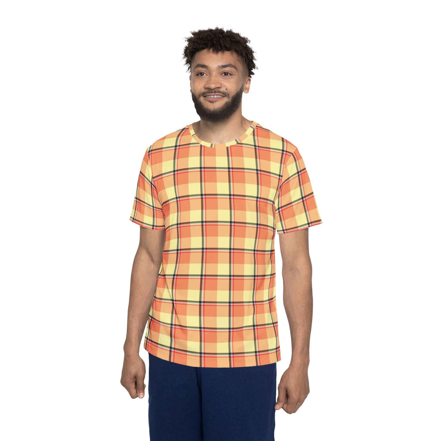 Personalized Men's Sports Jersey, Vibrant Plaid Graphic Tee, Casual Wear, Athletic Style
