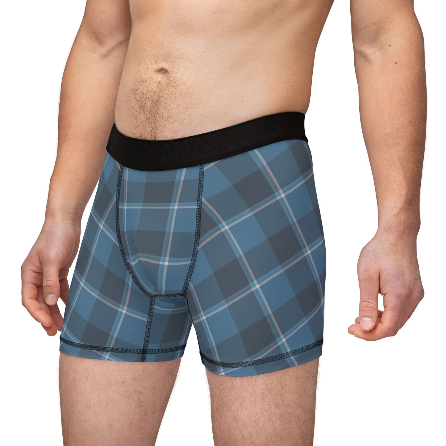 Hoki and Shuttle Gray Plaid Men's Boxers, Stylish, Unique Underwear for Everyday Wear