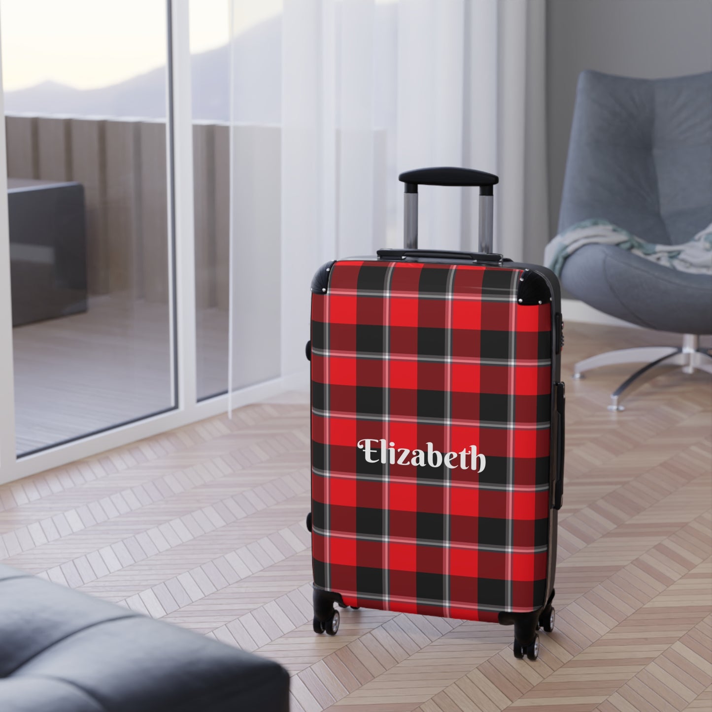 Personalized Plaid Suitcase, Travel Bag, Baggage, Custom Luggage, Vacation Essentials, Gift for Travelers, Family Trips - Celtic Scents