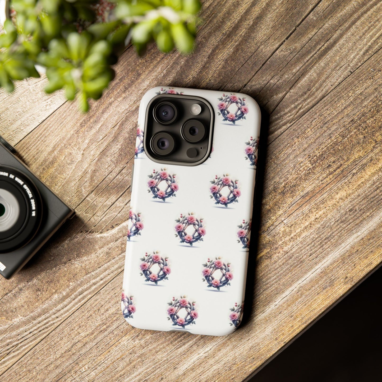 Floral Phone Case, Tough Cases for Women, Cute Celtic Knot Floral Design iPhone Cover, Gift for Her, Stylish Tech Accessories