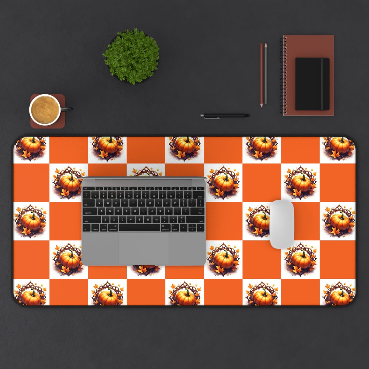 Vibrant Desk Mat with Pumpkin Design, Office Decor, Mousepad, Gift for Coworkers, Desk Accessories, Home Office - Celtic Scents