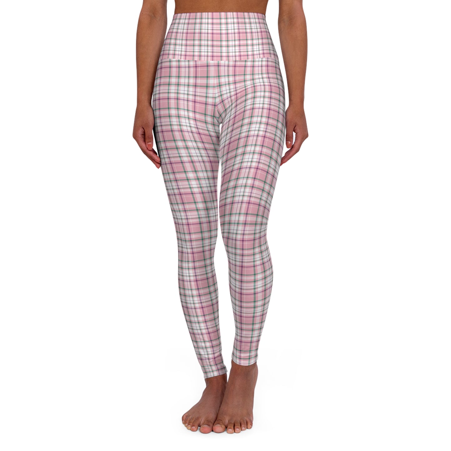 Pink Plaid Yoga Leggings - Celtic Scents