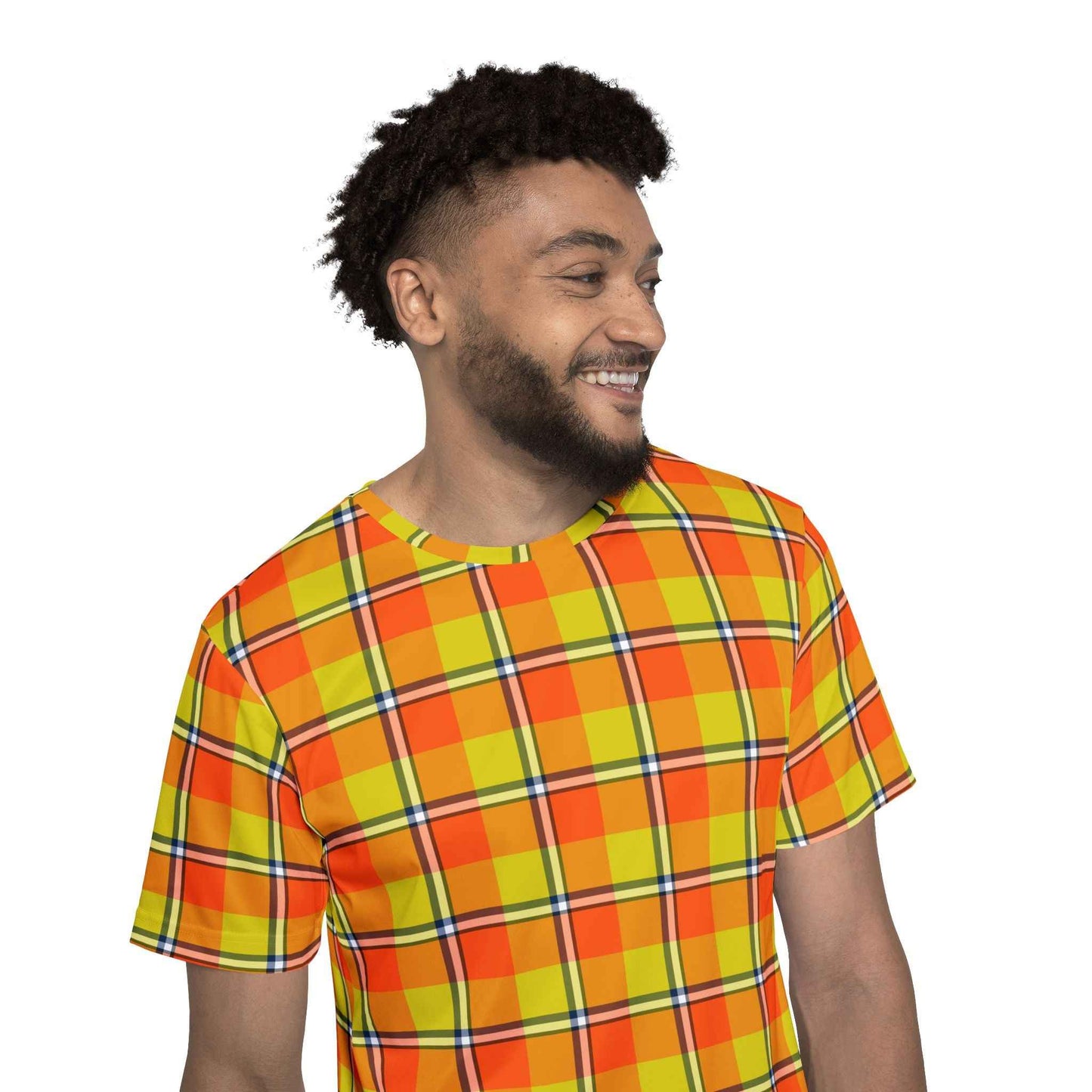 Personalized Men's Sports Jersey, Bright Plaid Tee, Custom Team Shirt, Casual Summer Wear