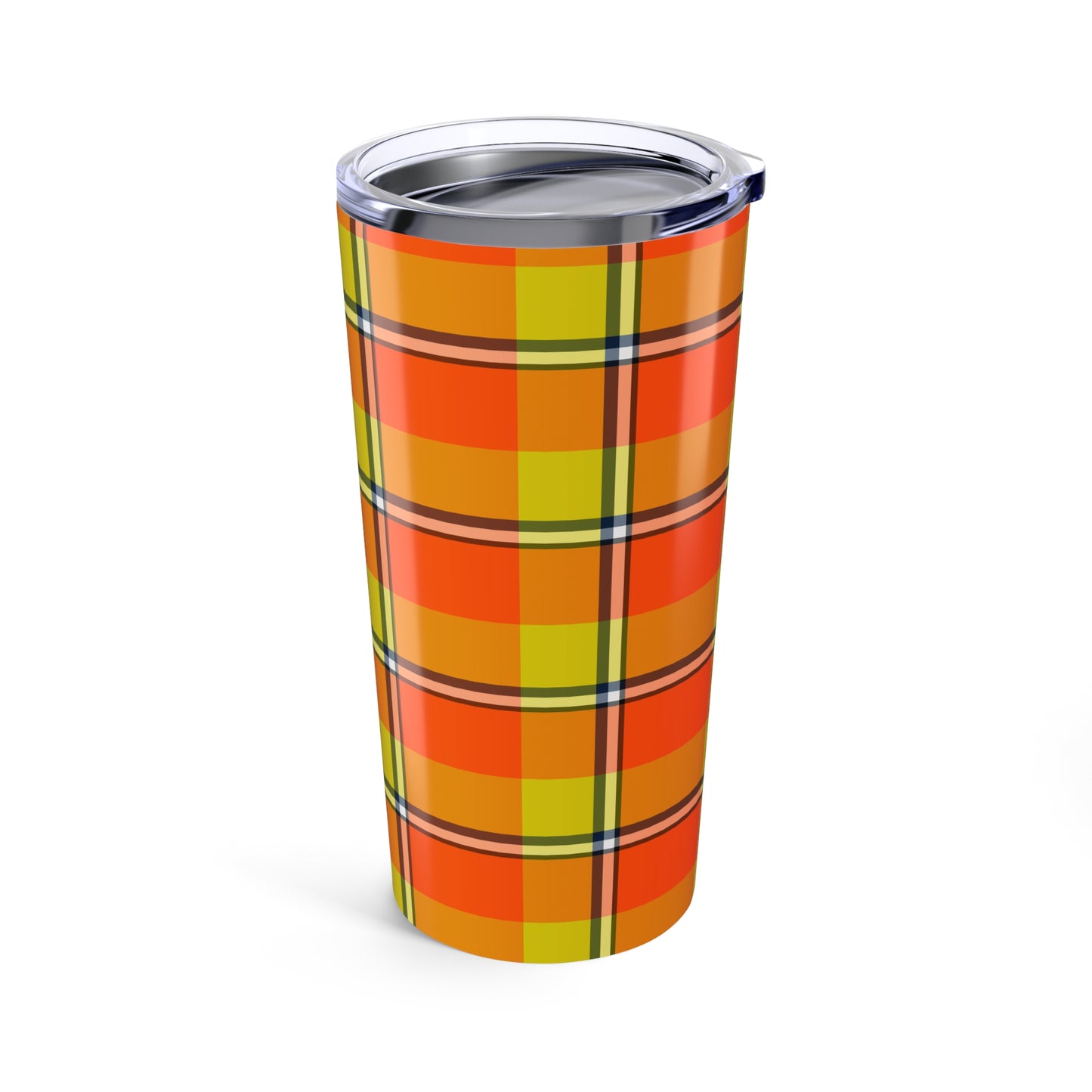 Vibrant Autumn Plaid Tumbler | 20oz Insulated Drinkware for Fall, Thanksgiving, Cozy Vibe, Outdoor Events, Gift for Her, Plaid Lover - Celtic Scents