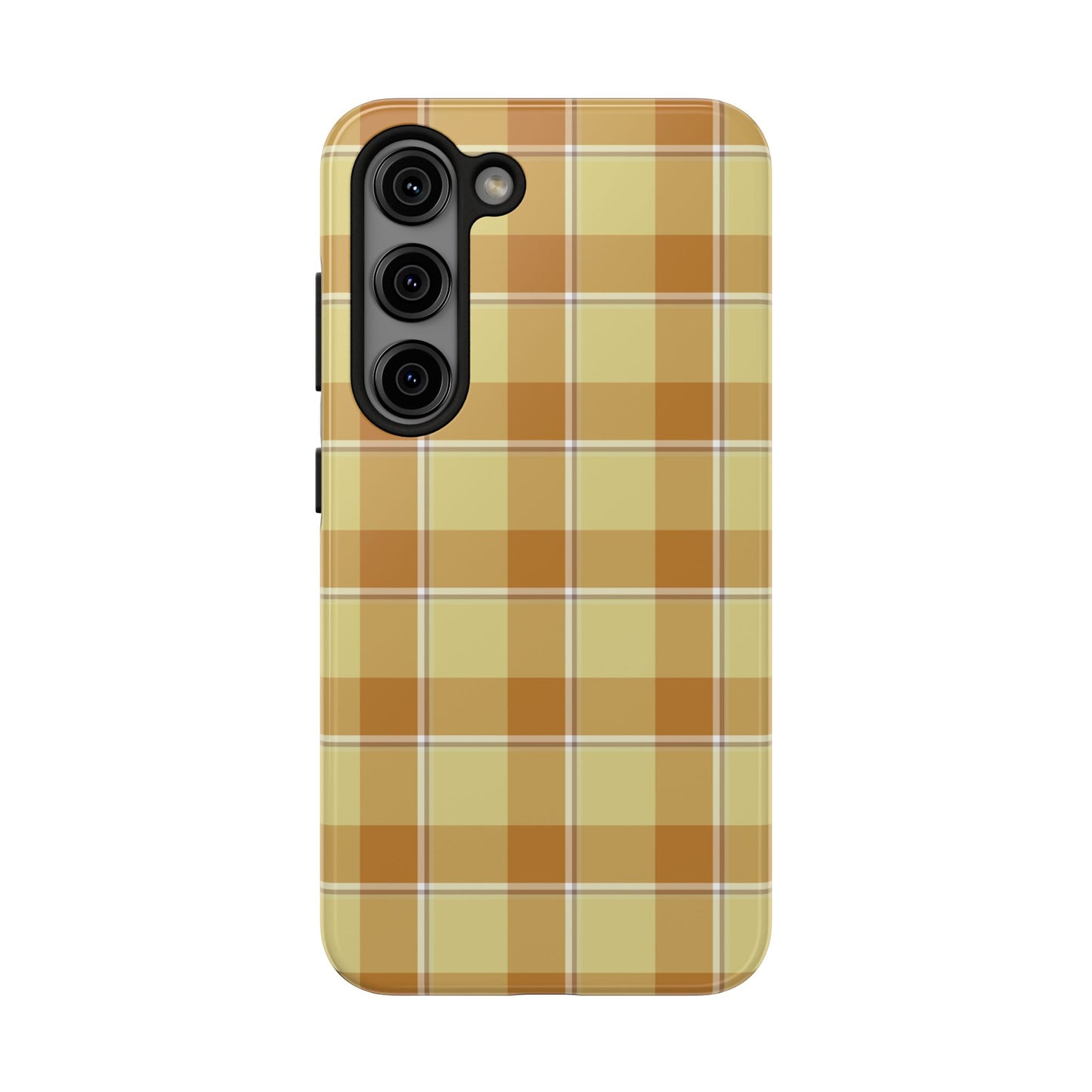 Stylish Autumn Plaid Tough Phone Cases, Trendy Phone Accessories, Durable Phone Protection, Yellow and Brown Plaid, Perfect Gift - Celtic Scents