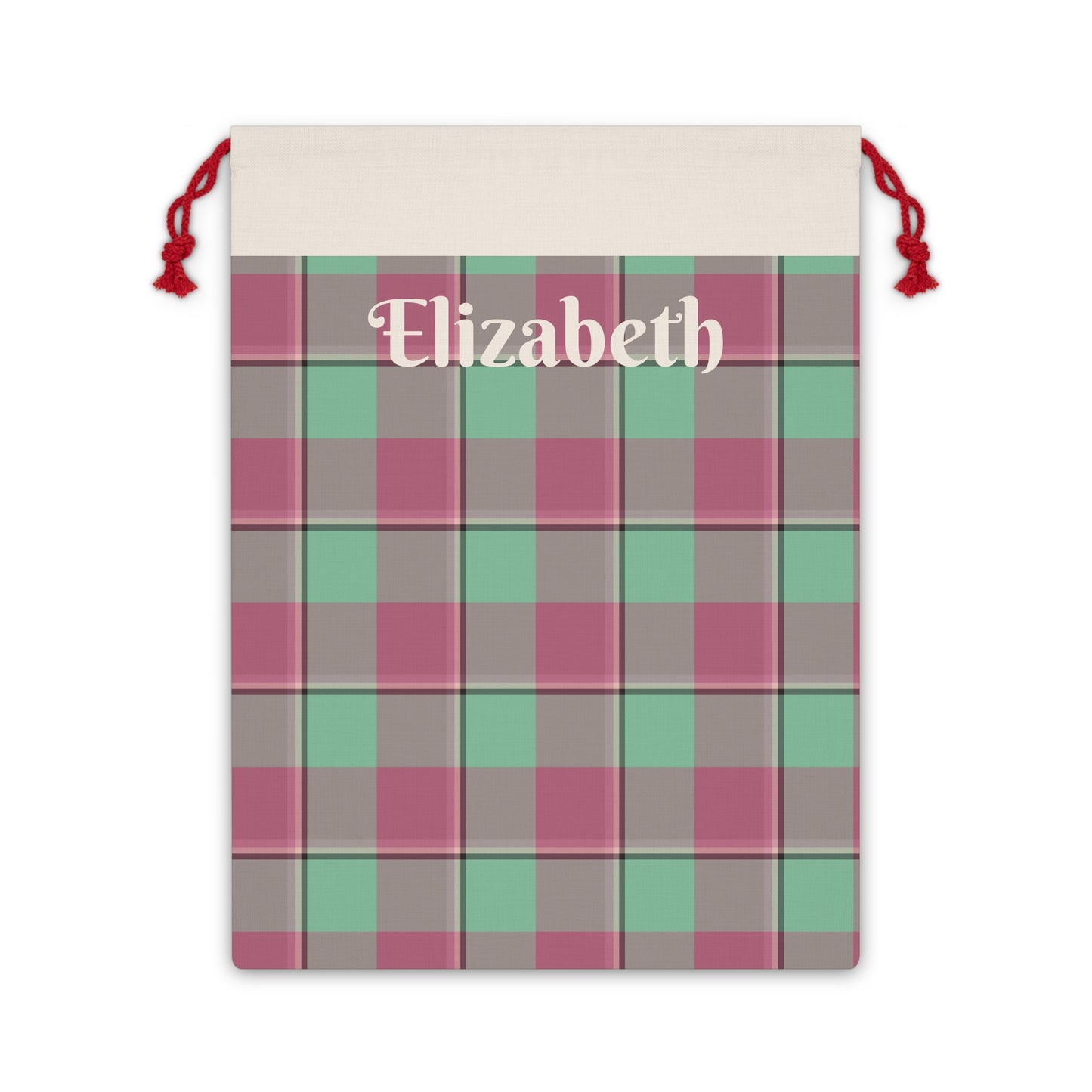 Personalized Gift Bag - Custom Name Plaid Design for Birthdays, Holidays, Christmas, Weddings, or Any Celebration