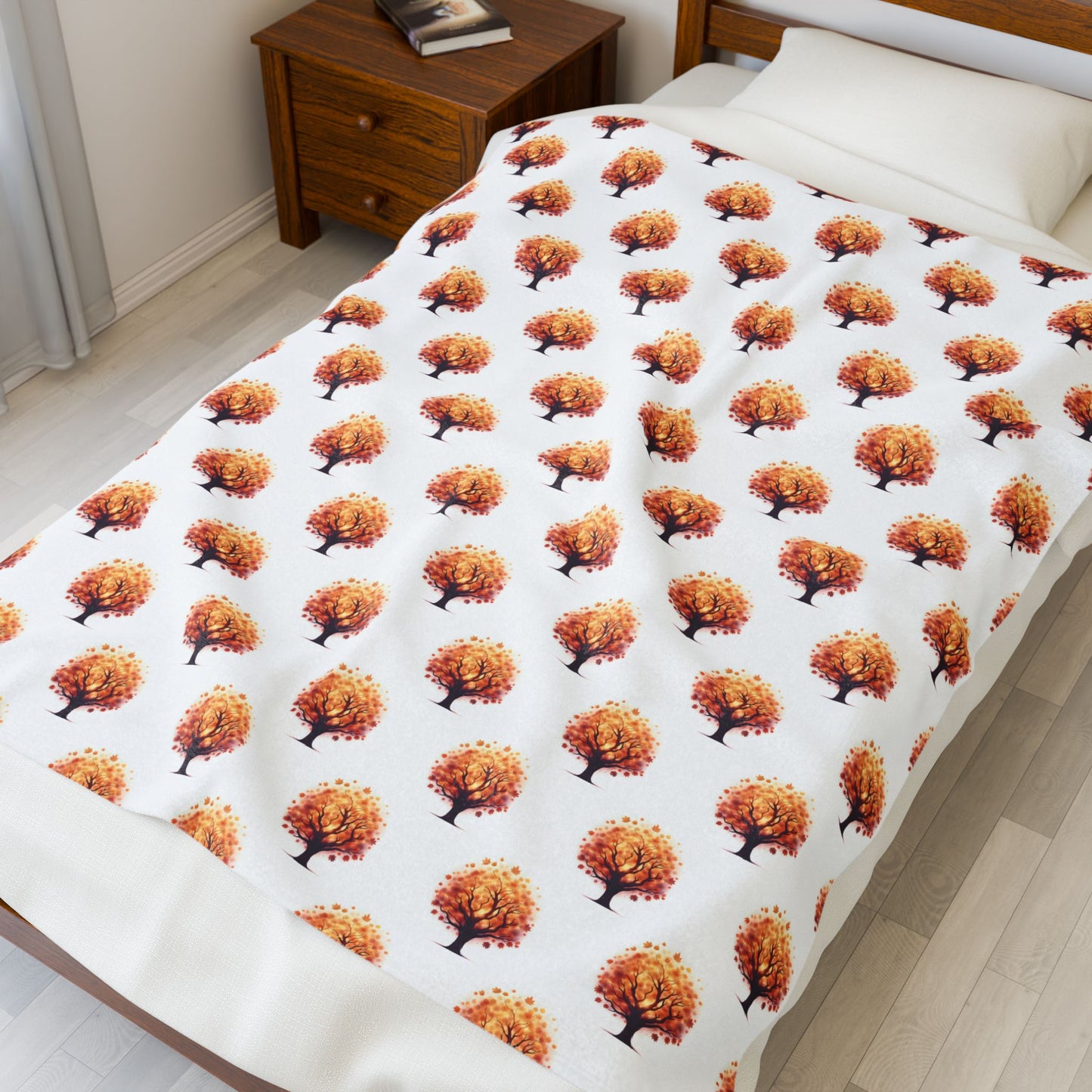 Cozy Velveteen Plush Blanket with Autumn Tree Design, Soft Throw for Home Decor, Gifts, Fall Decor, Warm Blanket, Couch Blanket - Celtic Scents
