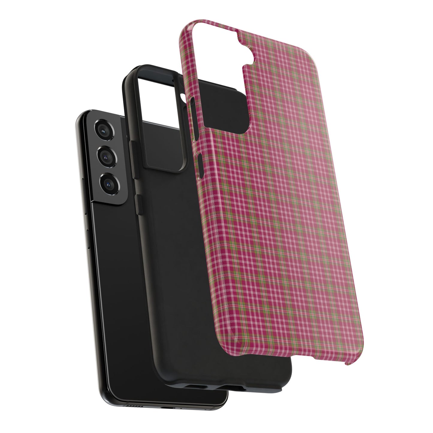 Stylish Tough Phone Cases - Protect Your Phone with Trendy Plaid Design, Gift for Her, Pink Plaid Design
