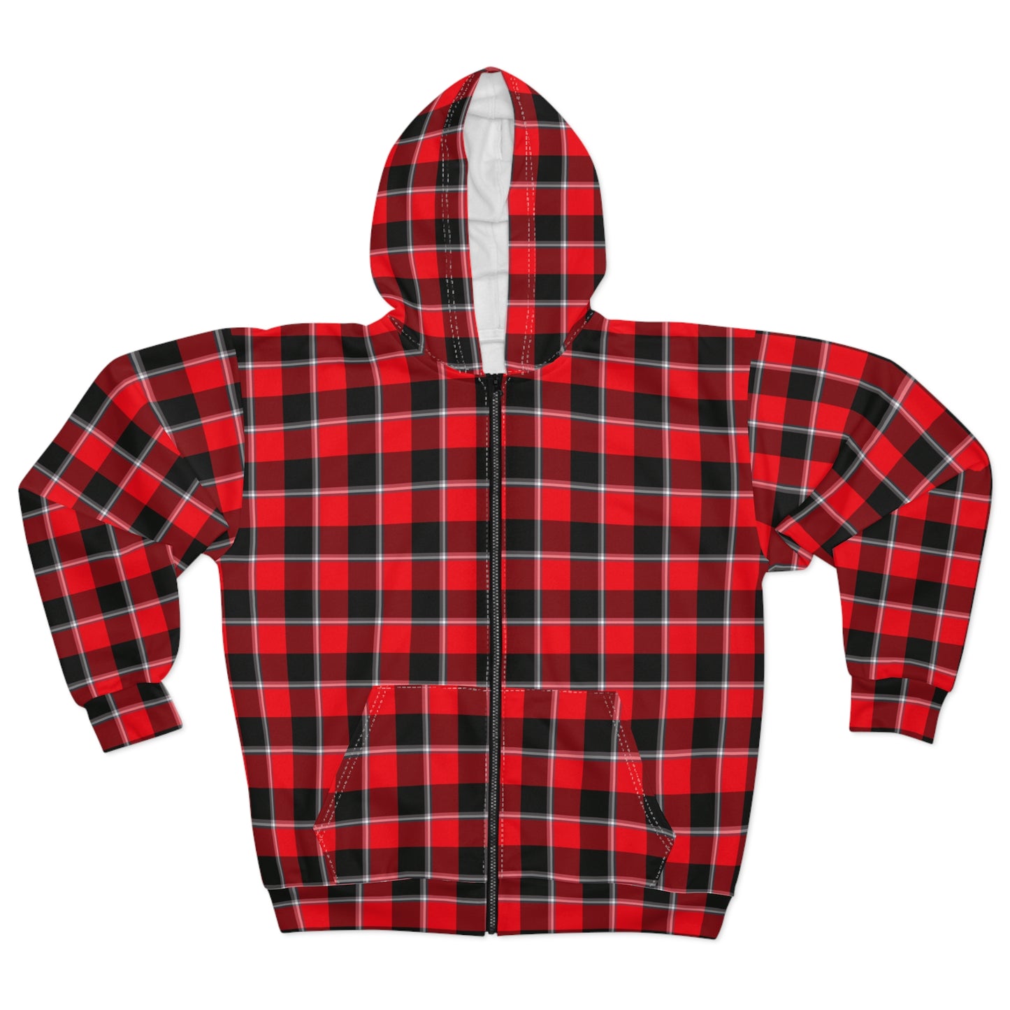 Cozy Plaid Unisex Zip Hoodie, Comfortable Casual Wear, Perfect for Fall, Great Gift for Him/Her, Ideal for Outdoor Adventures - Celtic Scents