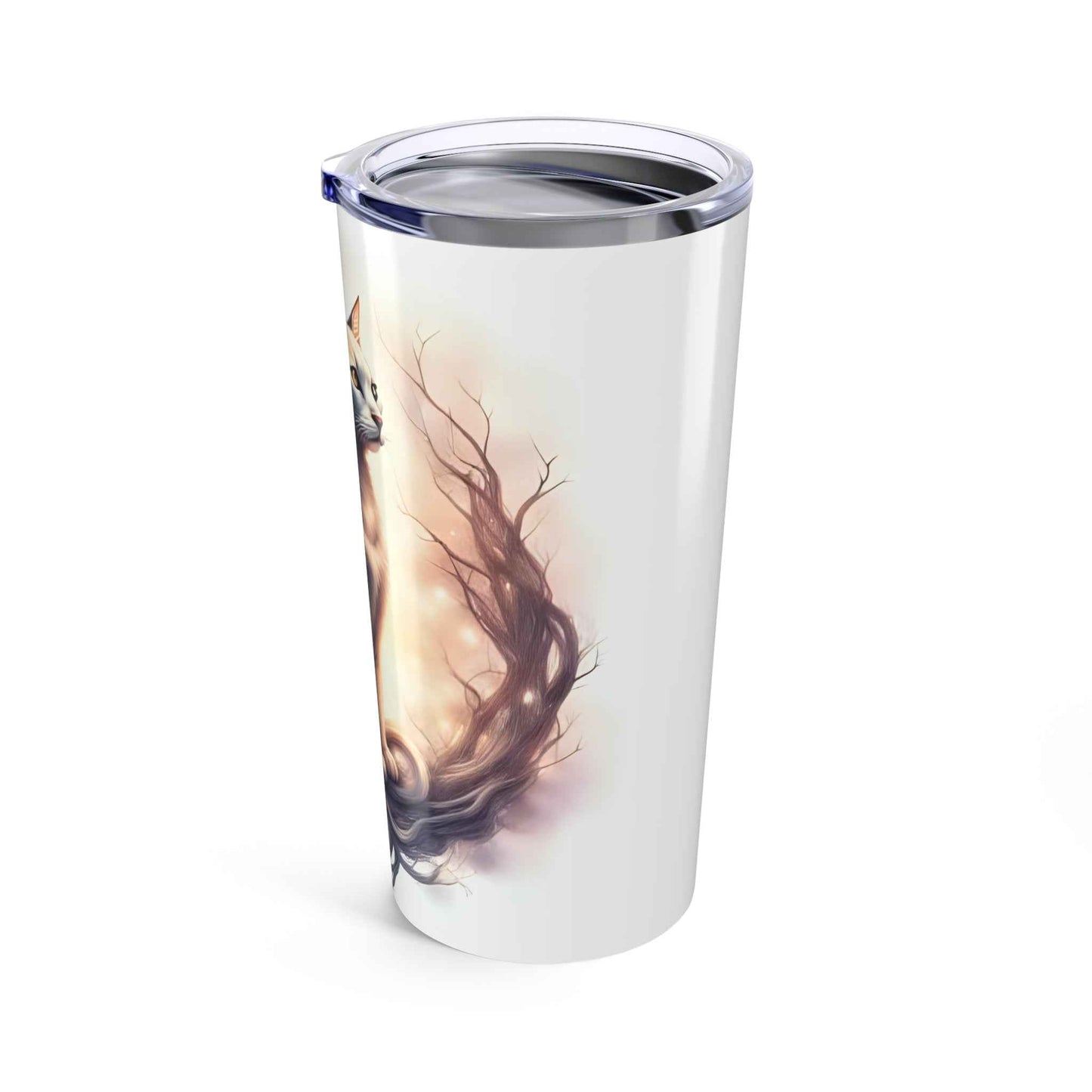 Elegant Cat-Themed 20oz Tumbler for Cat Lovers, Cute Pet Gift, Travel Mug, Coffee Cup, Cat Mom Merchandise