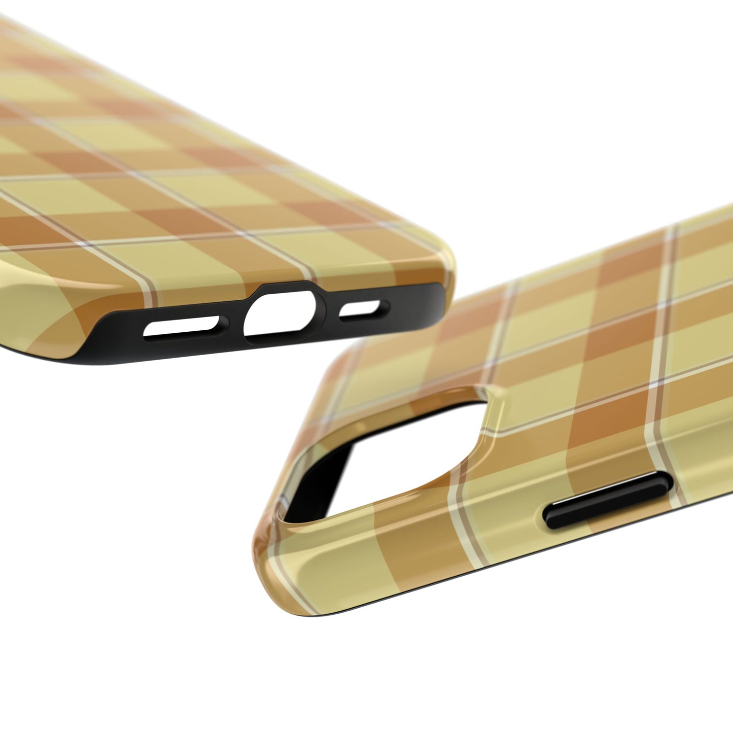 Stylish Autumn Plaid Tough Phone Cases, Trendy Phone Accessories, Durable Phone Protection, Yellow and Brown Plaid, Perfect Gift - Celtic Scents