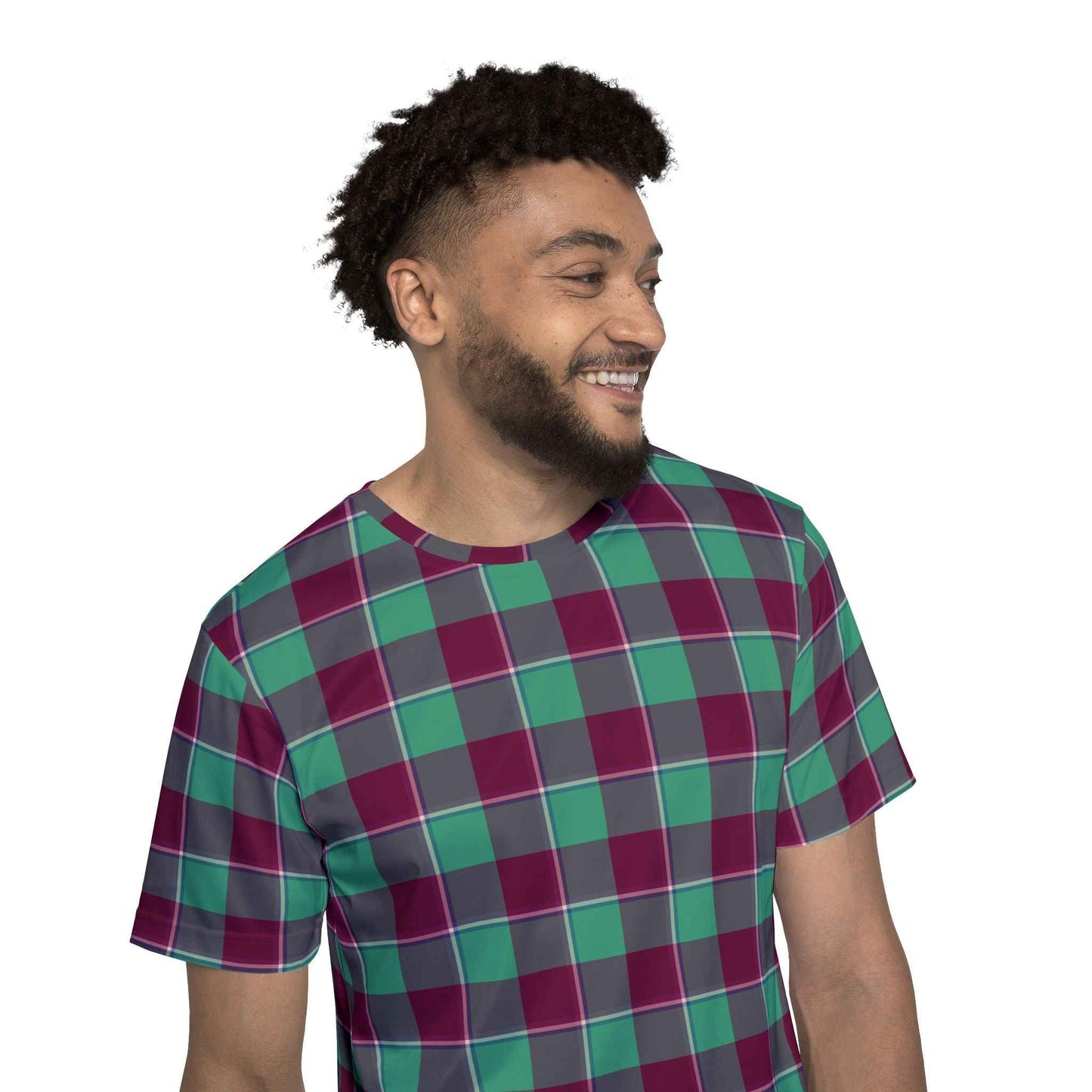 Plaid Sports Jersey for Men, Personalized Athletic Tee, Casual Sportswear