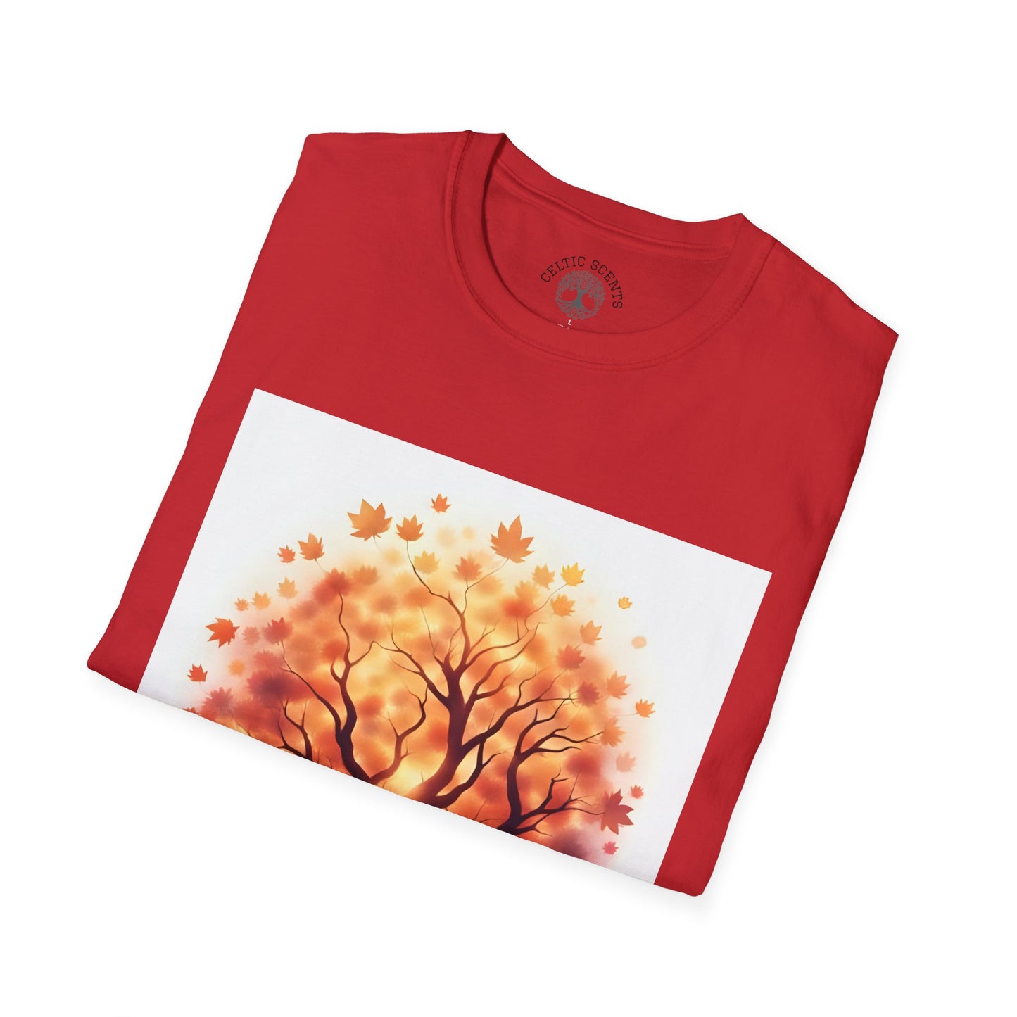 Autumn Tree Graphic T-Shirt, Fall Tee for Nature Lovers, Unisex Softstyle T-Shirt, Gift for Thanksgiving, Cozy Casual Wear - Celtic Scents
