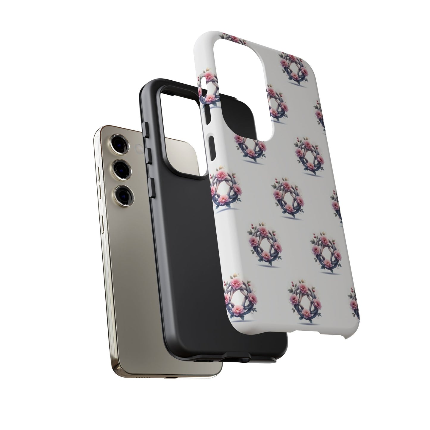 Floral Phone Case, Tough Cases for Women, Cute Celtic Knot Floral Design iPhone Cover, Gift for Her, Stylish Tech Accessories