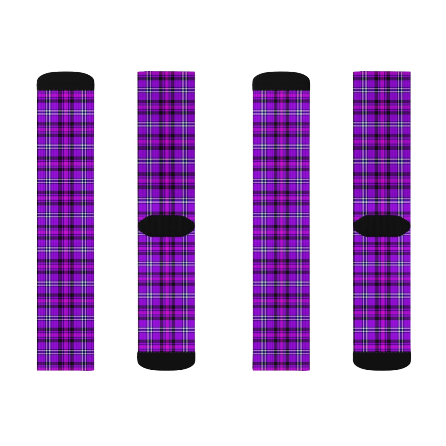 Purple Plaid Sublimation Socks, Cozy Gifts for Her, Fashionable Footwear - Celtic Scents