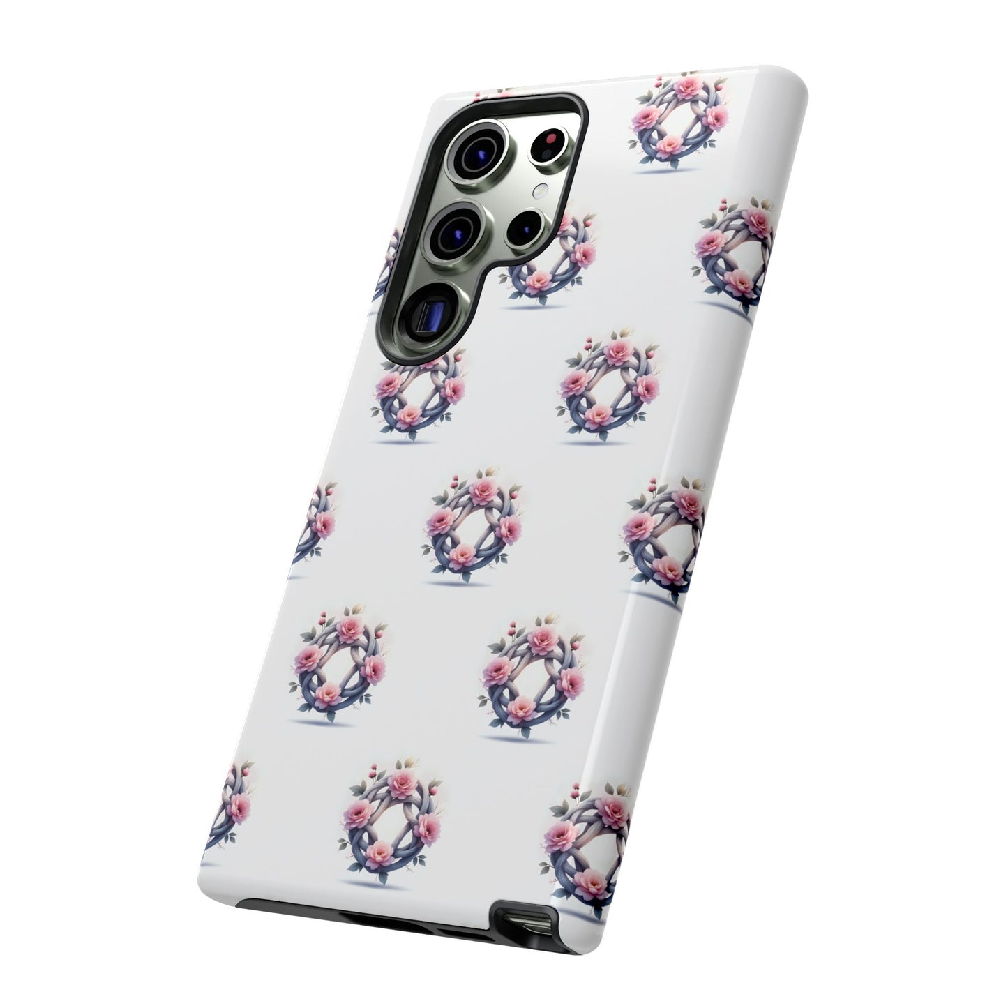 Floral Phone Case, Tough Cases for Women, Cute Celtic Knot Floral Design iPhone Cover, Gift for Her, Stylish Tech Accessories