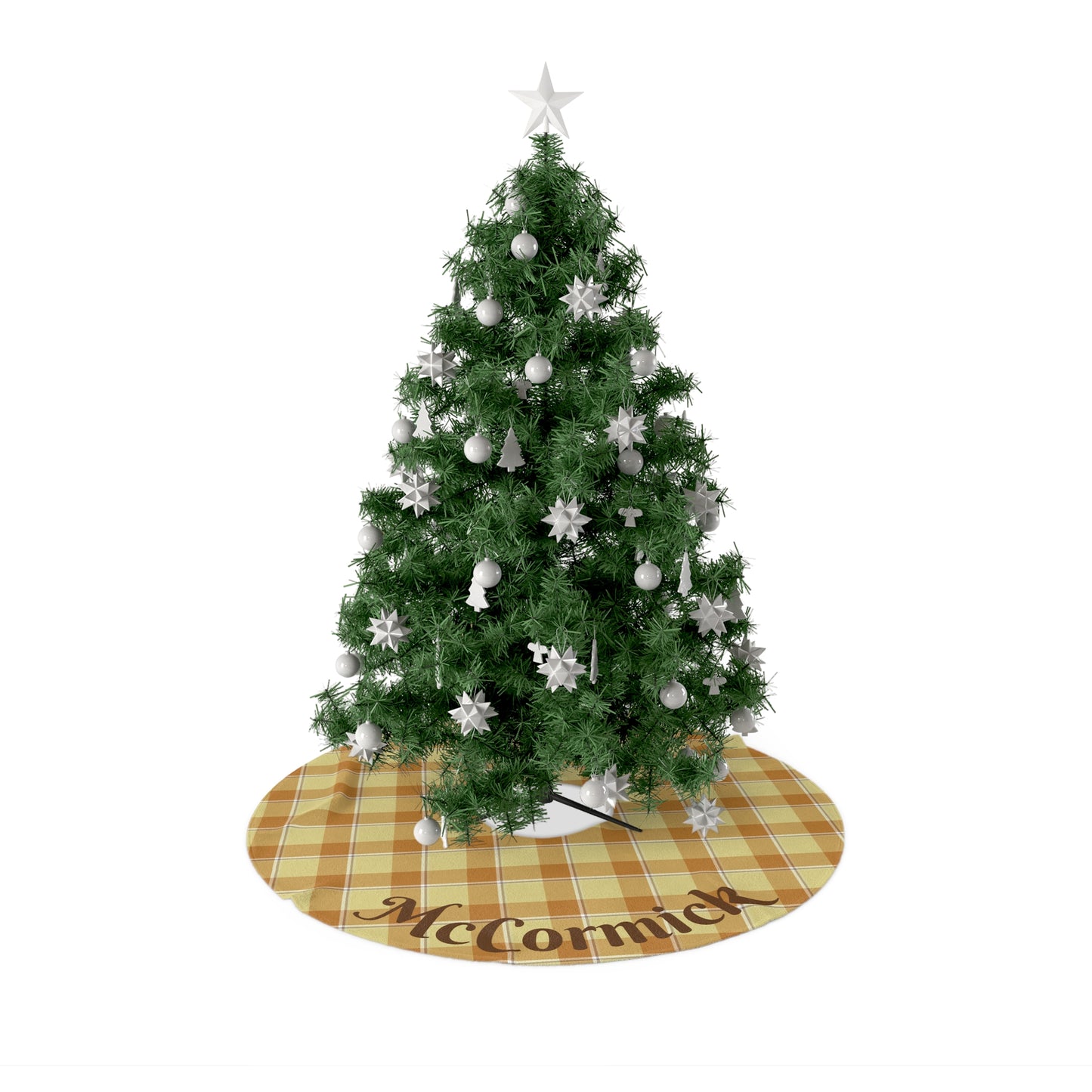Personalized Plaid Christmas Tree Skirt, Cozy Holiday Decor, Custom Family Name Xmas Gift, Rustic Holiday Home Decor, Plaid Tree Decor - Celtic Scents
