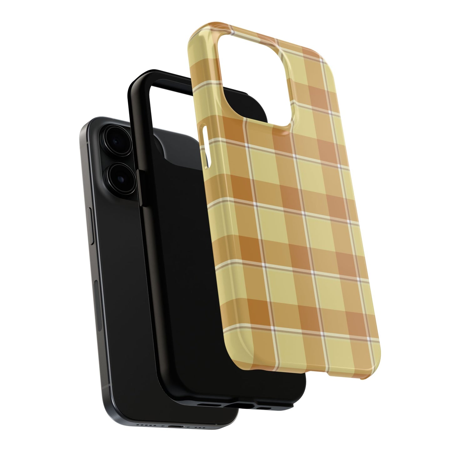 Stylish Autumn Plaid Tough Phone Cases, Trendy Phone Accessories, Durable Phone Protection, Yellow and Brown Plaid, Perfect Gift - Celtic Scents