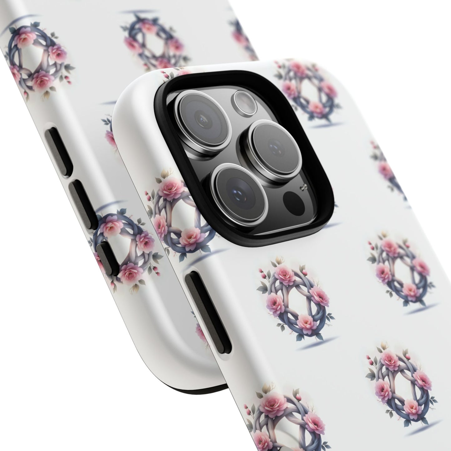 Floral Phone Case, Tough Cases for Women, Cute Celtic Knot Floral Design iPhone Cover, Gift for Her, Stylish Tech Accessories