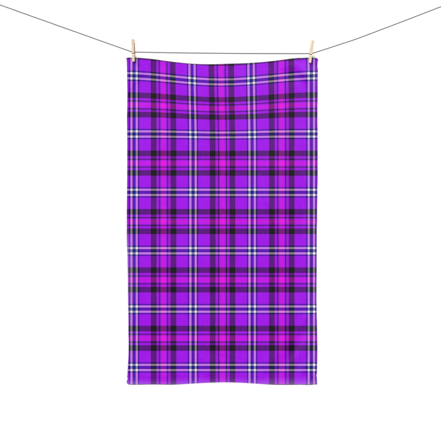 Purple Plaid Hand Towel, Vibrant Towel for Kitchen, Bathroom Decor, Perfect Gift - Celtic Scents