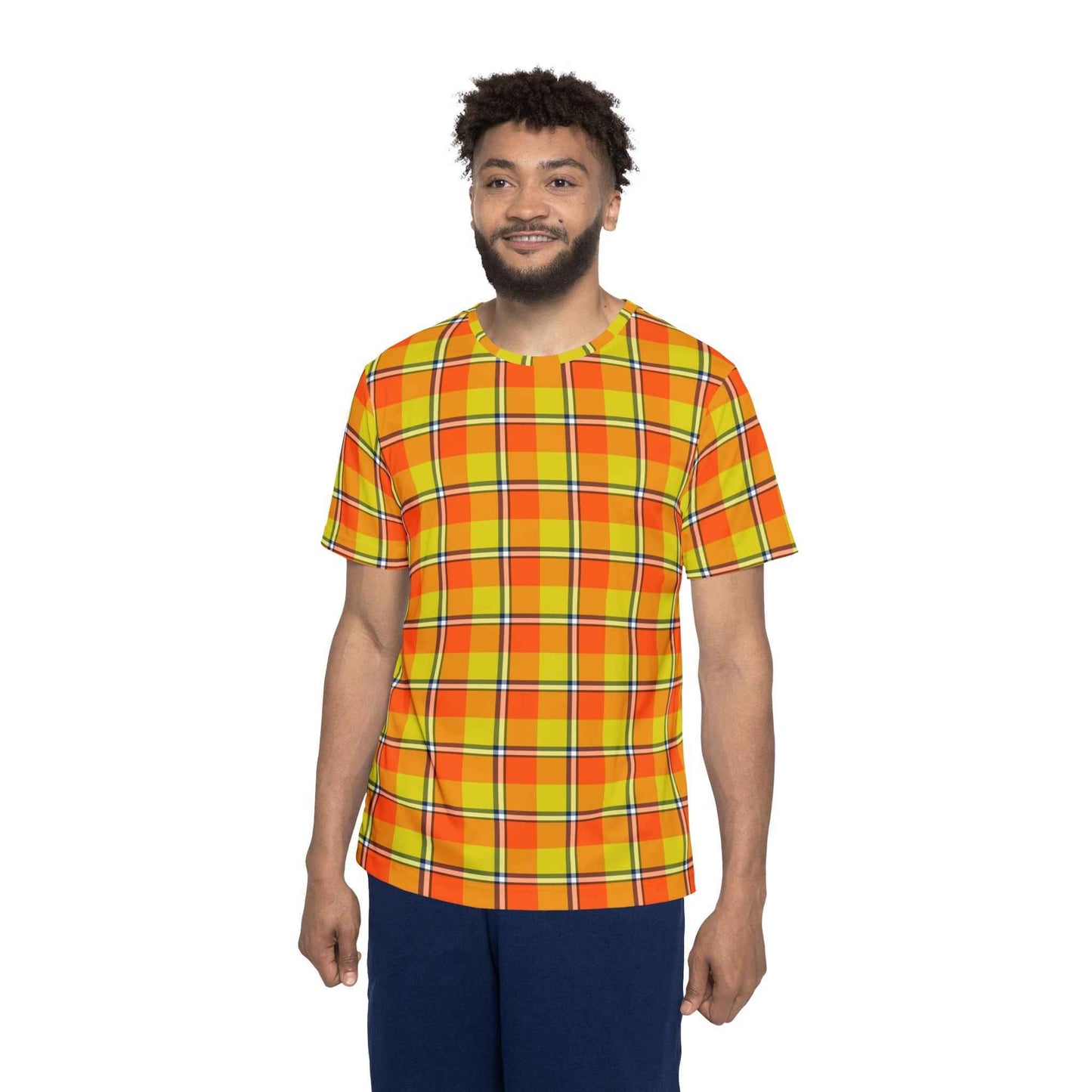 Personalized Men's Sports Jersey, Bright Plaid Tee, Custom Team Shirt, Casual Summer Wear