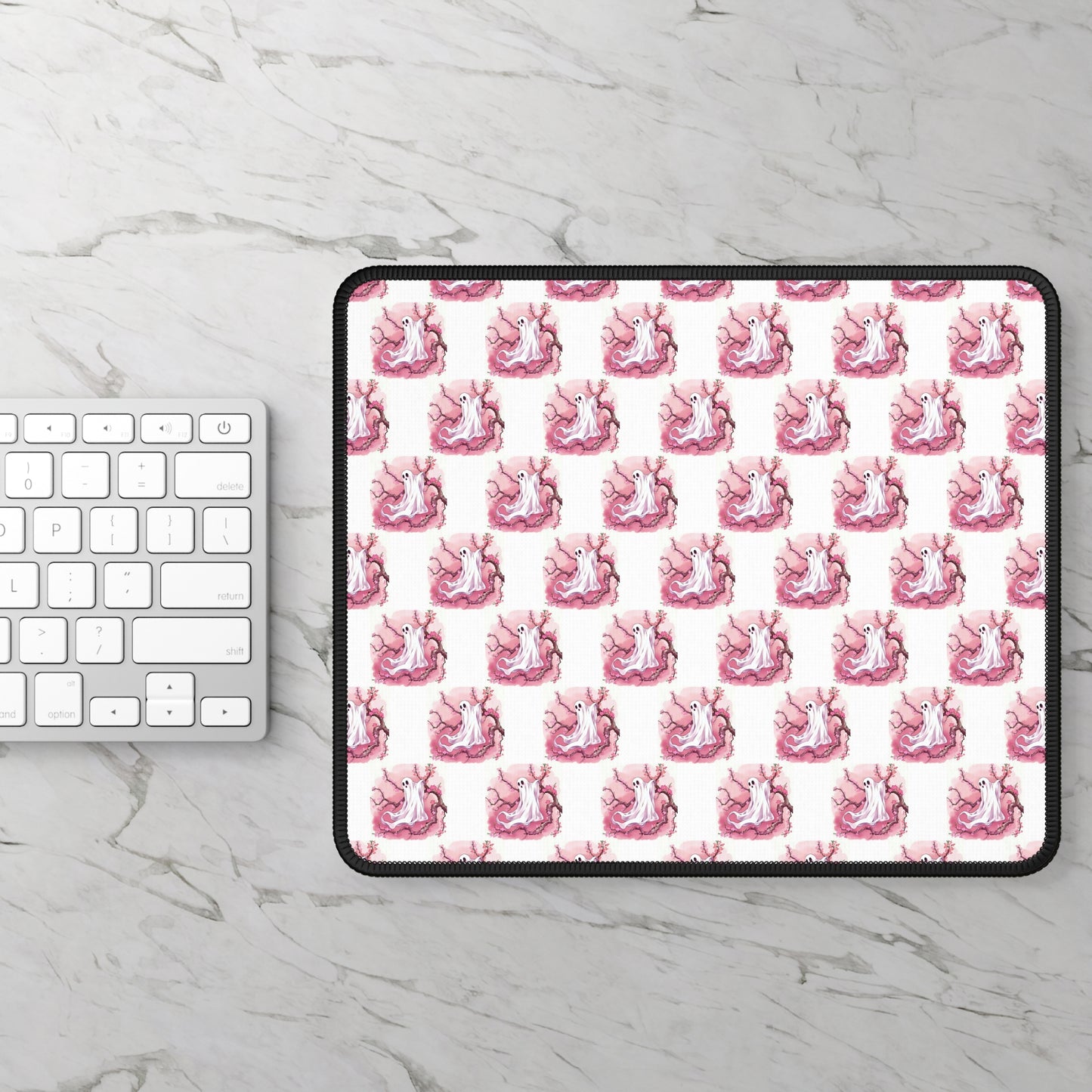 Whimsical Gaming Mouse Pad, Pink Ghost Decor, Gamer Gift, Cute Office Accessory, Pastel Mousepad for Computer - Celtic Scents