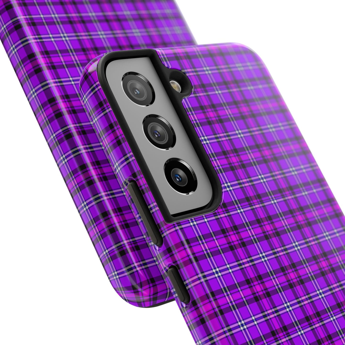 Purple Plaid Stylish Tough Phone Cases, Durable Phone Cover, Protective Case, Trendy Design, Gifts for Her