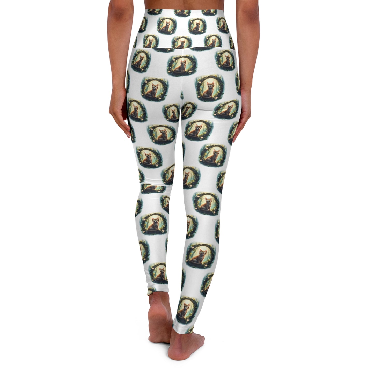 Trendy High Waisted Yoga Leggings, Stylish Workout Leggings, Unique Fitness Leggings, Comfortable Gym Wear, Gift for Yoga Enthusiasts, Celtic Kitten Design - Celtic Scents